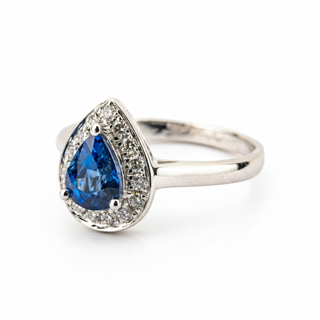 Product view of Sapphire Engagement Ring in White Gold