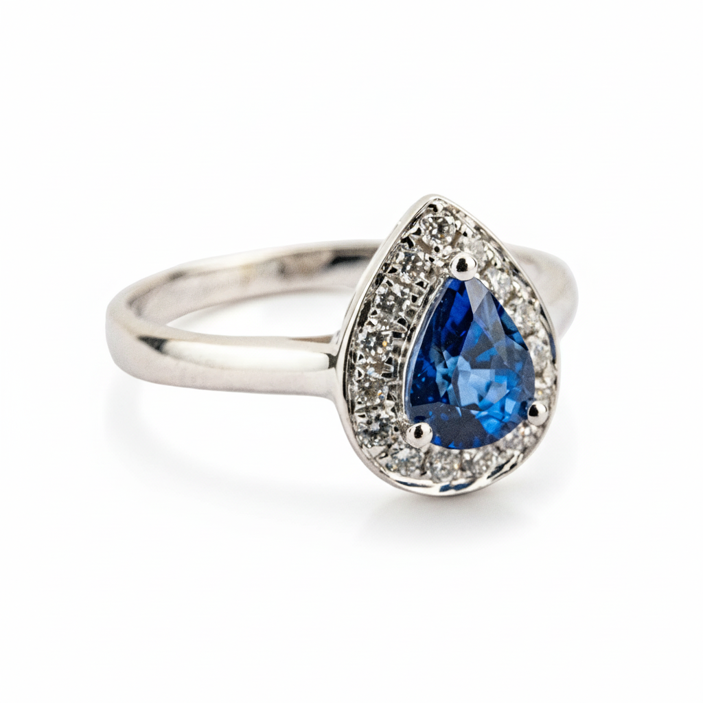 Product view of Sapphire Engagement Ring in White Gold