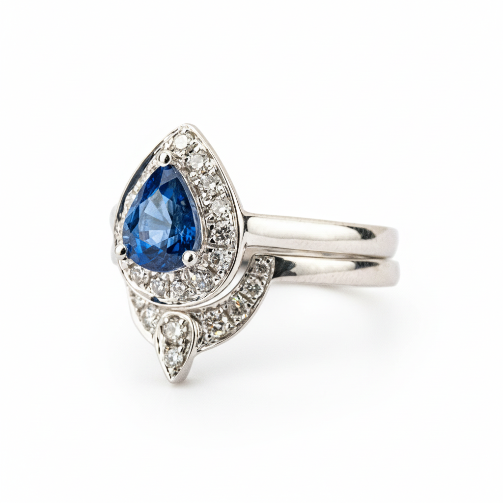 Product view of Sapphire Ring Set in White Gold