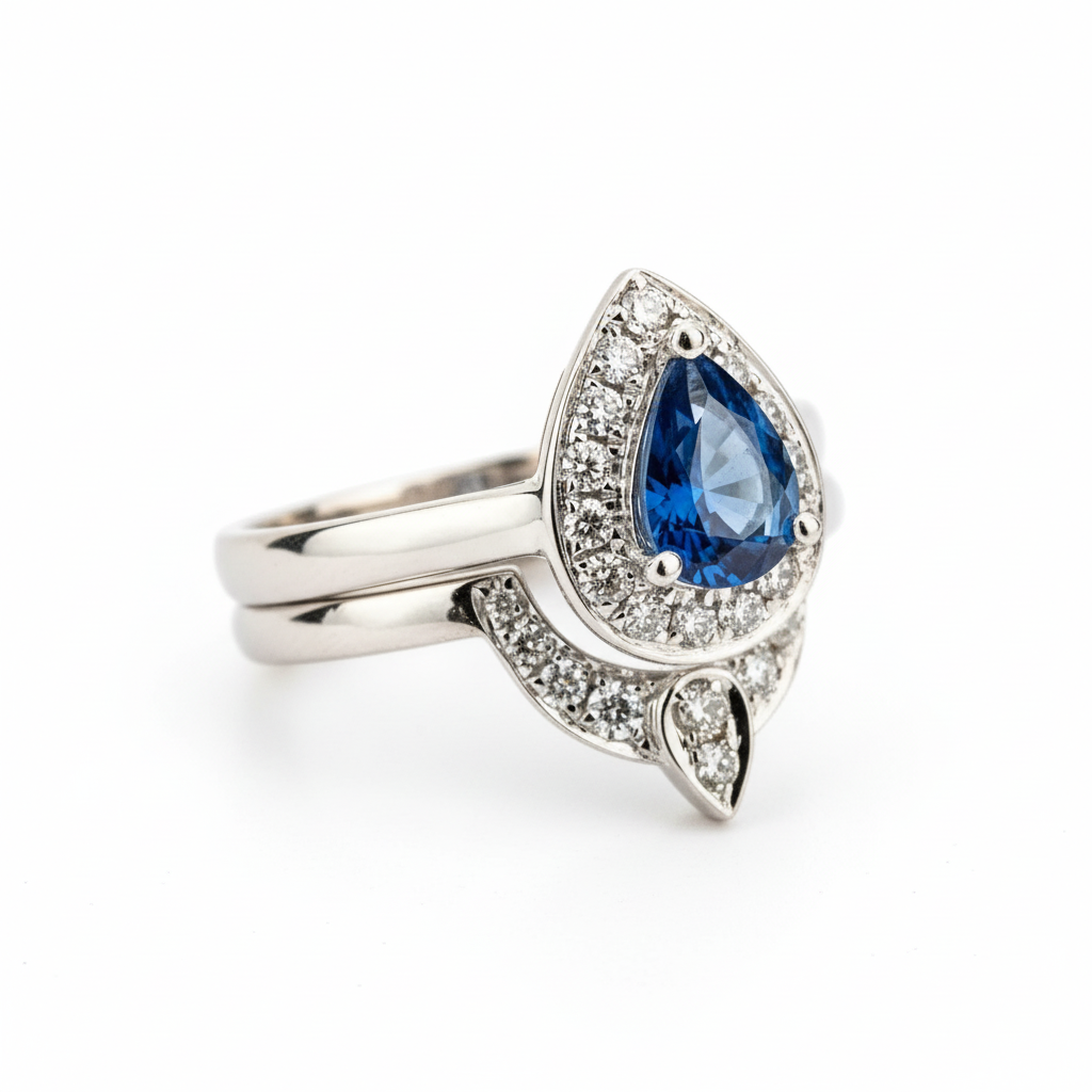 Product view of Sapphire Ring Set in White Gold