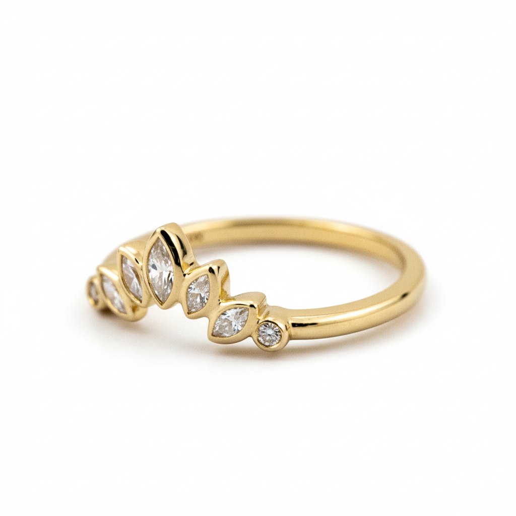 Lifestyle view of Marquise Moissanite Ring in Gold