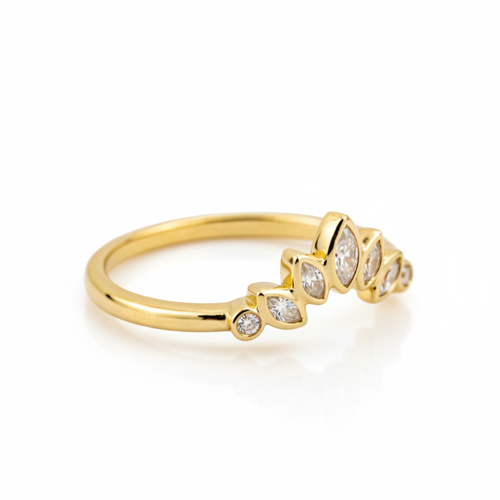 Product view of Marquise Moissanite Ring in Gold