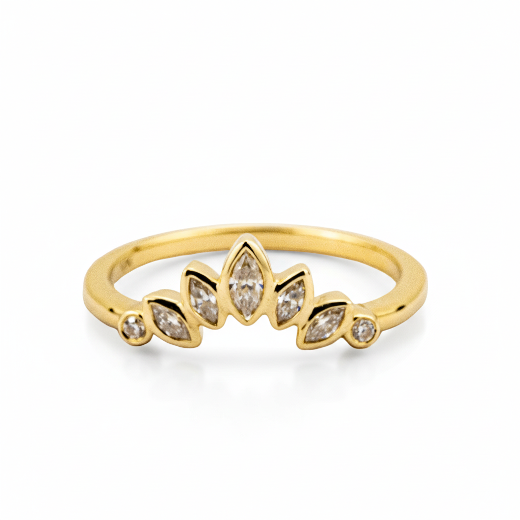 Front view of Marquise Moissanite Ring in Gold