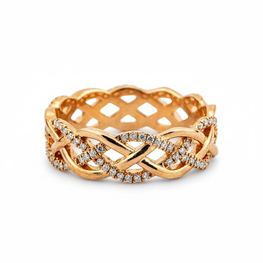 Product view of Moissanite Wedding Band in Rose Gold