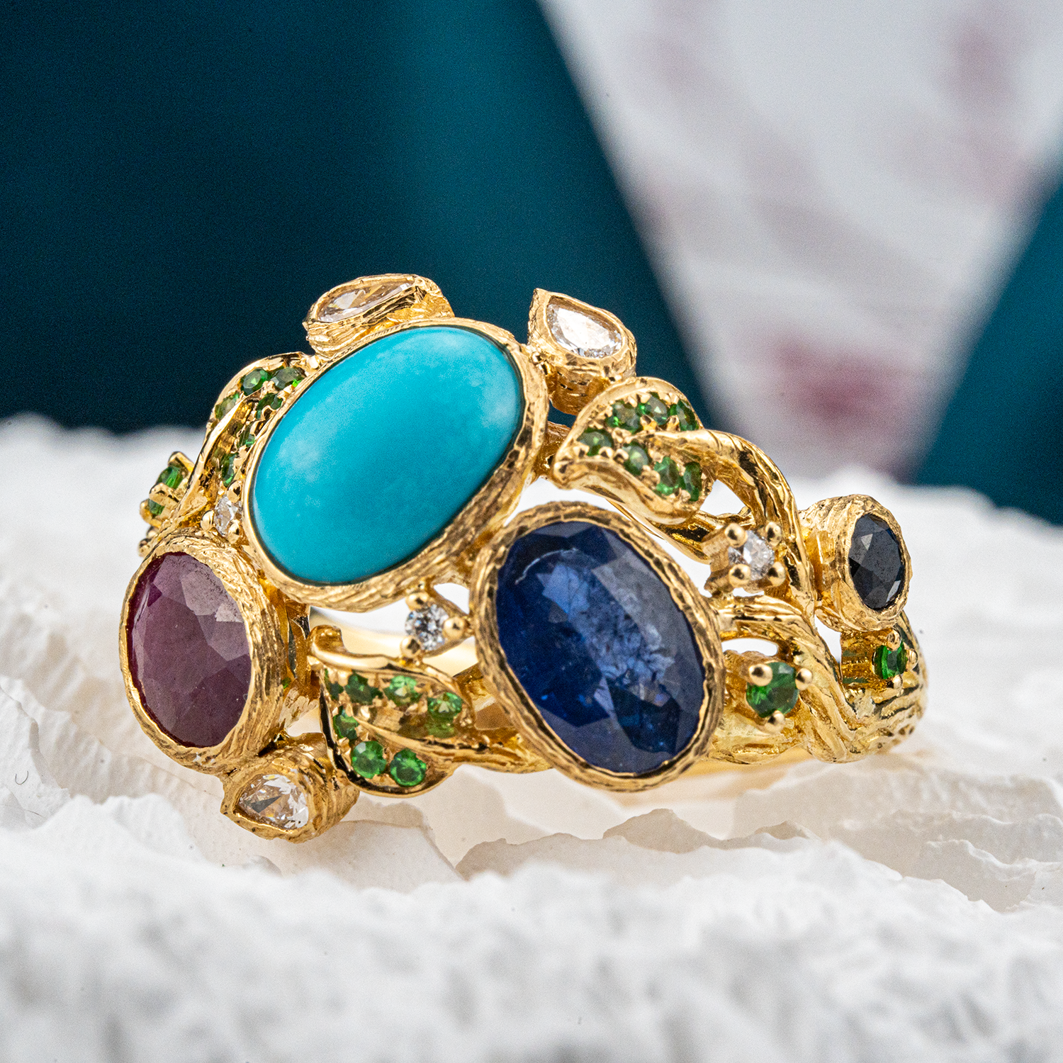 Nebulae - Luxurious Gems Ring Art Deco Ring Vintage Unusual Wedding Ring