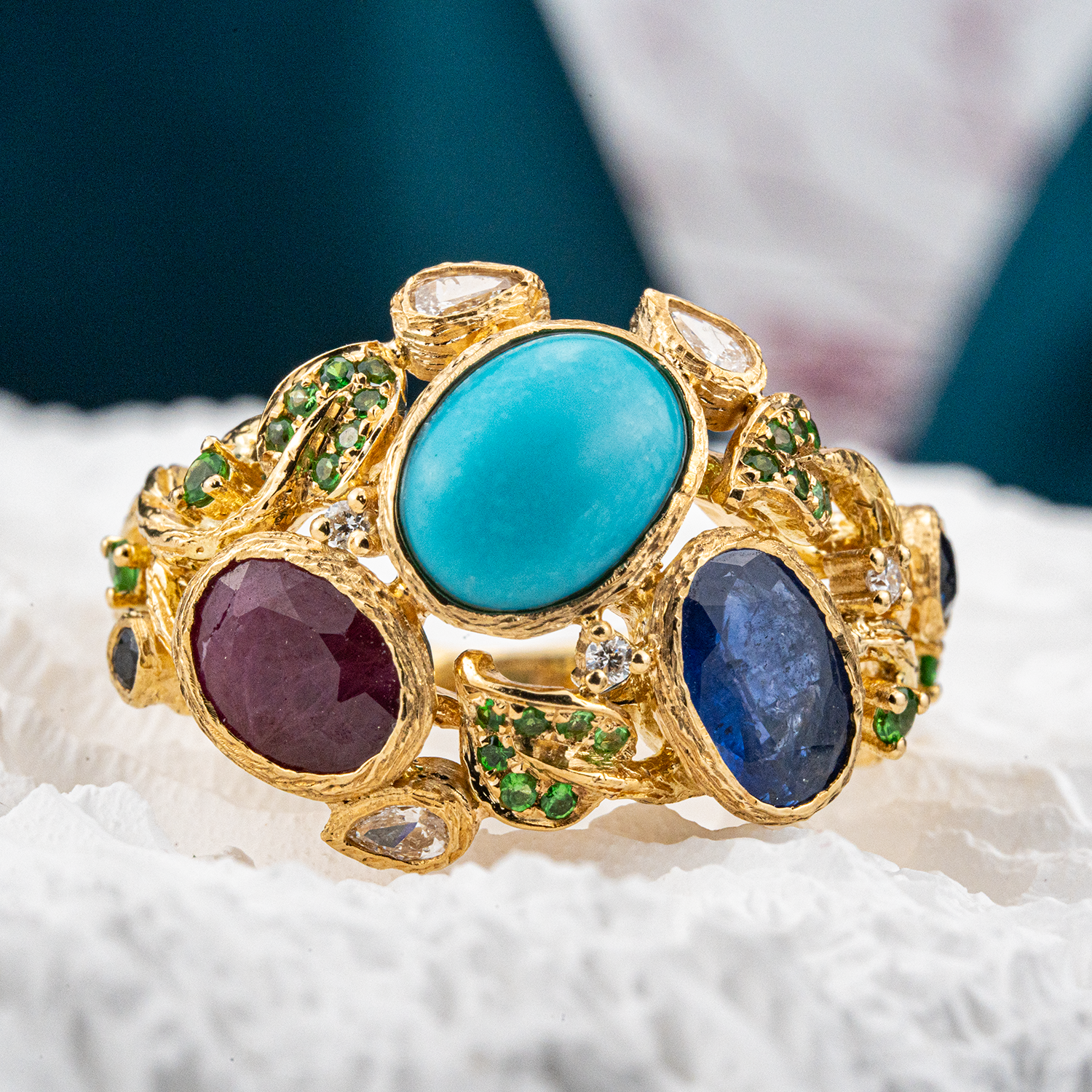 Nebulae - Luxurious Gems Ring Art Deco Ring Vintage Unusual Wedding Ring