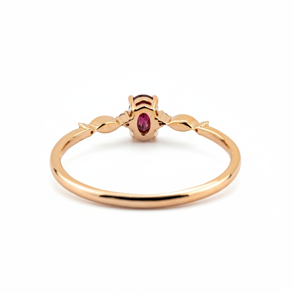 Product view of Oval Garnet Engagement Ring in Rose Gold