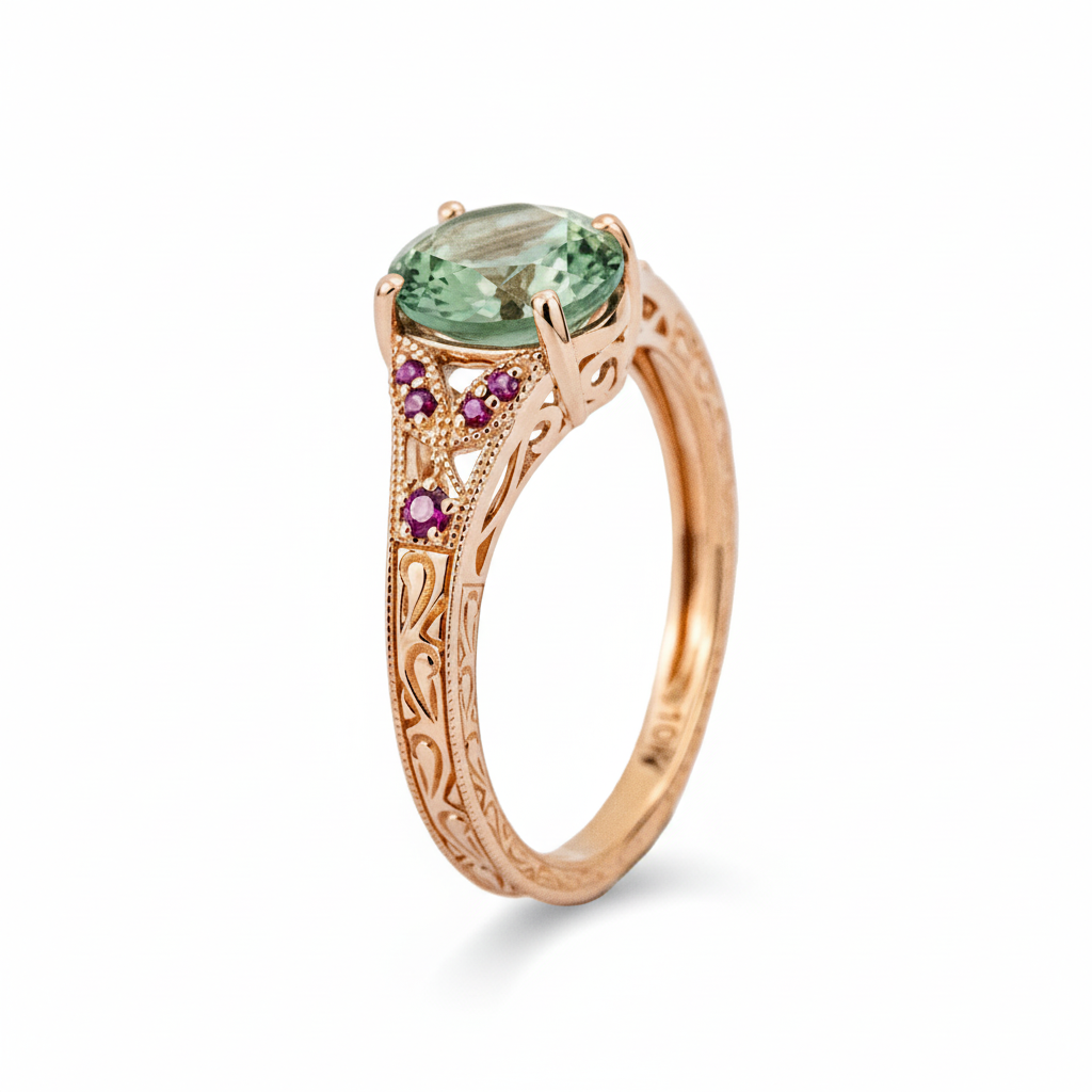 Lifestyle view of Oval Emerald Engagement Ring in Rose Gold