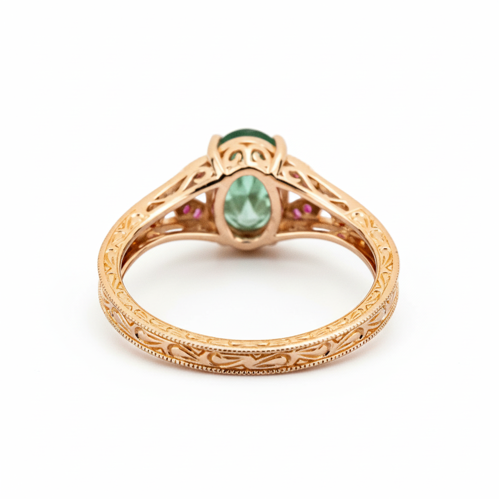 Product view of Oval Emerald Engagement Ring in Rose Gold