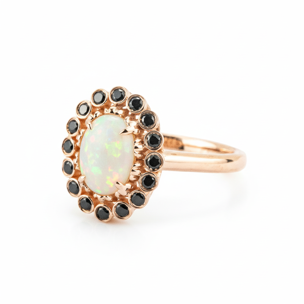 Product view of Oval Opal Engagement Ring in Rose Gold