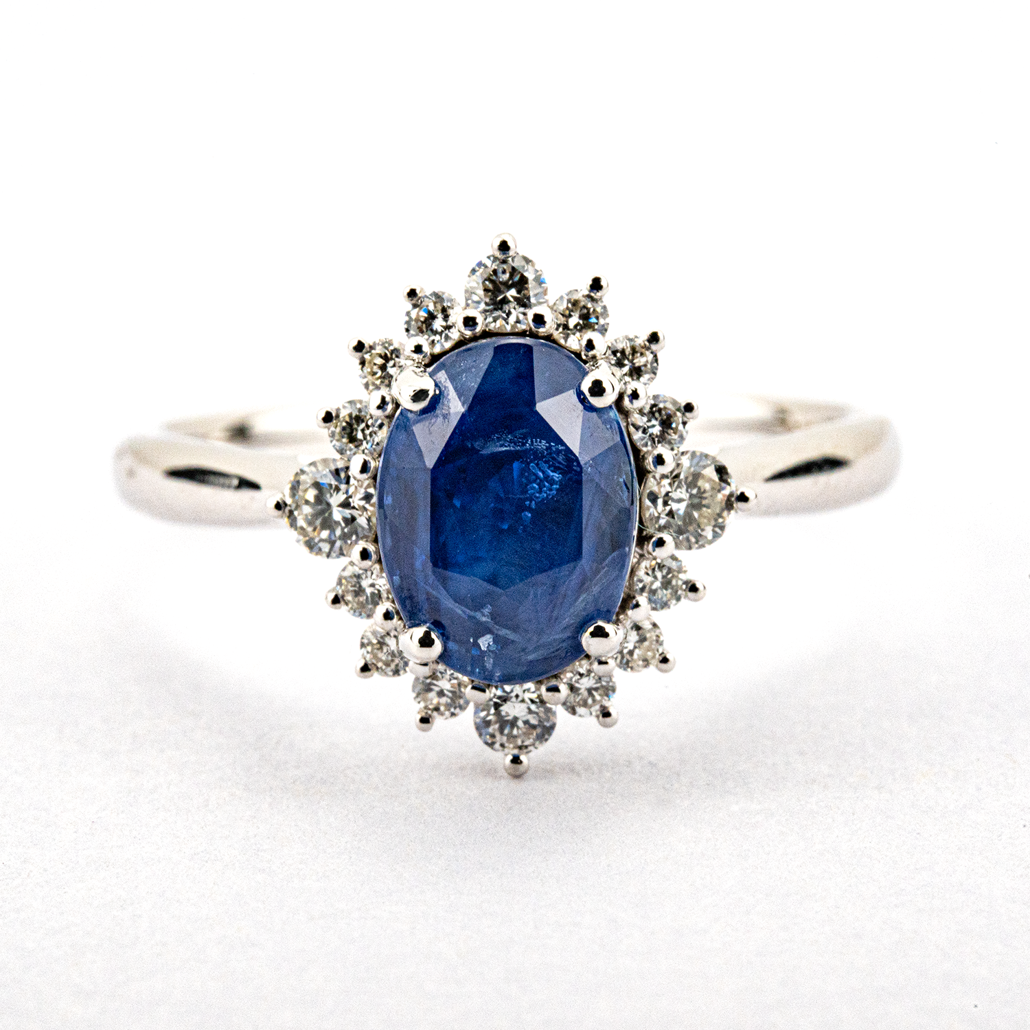 Oval Sapphire White Gold Ring With Diamond Engagement Ring Wedding Diamond Ring