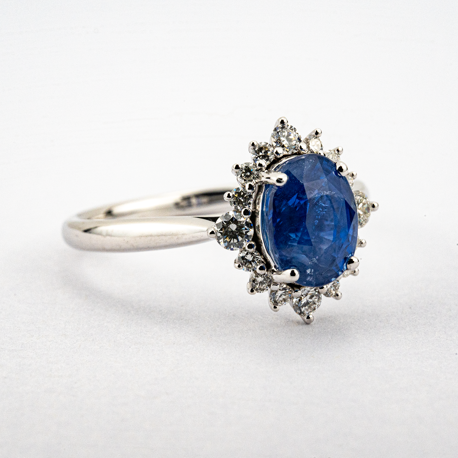 Oval Sapphire White Gold Ring With Diamond Engagement Ring Wedding Diamond Ring