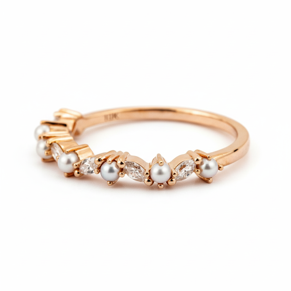Product view of Pear Pearl Ring in Gold