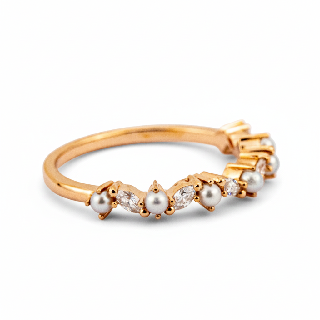 Product view of Pear Pearl Ring in Gold