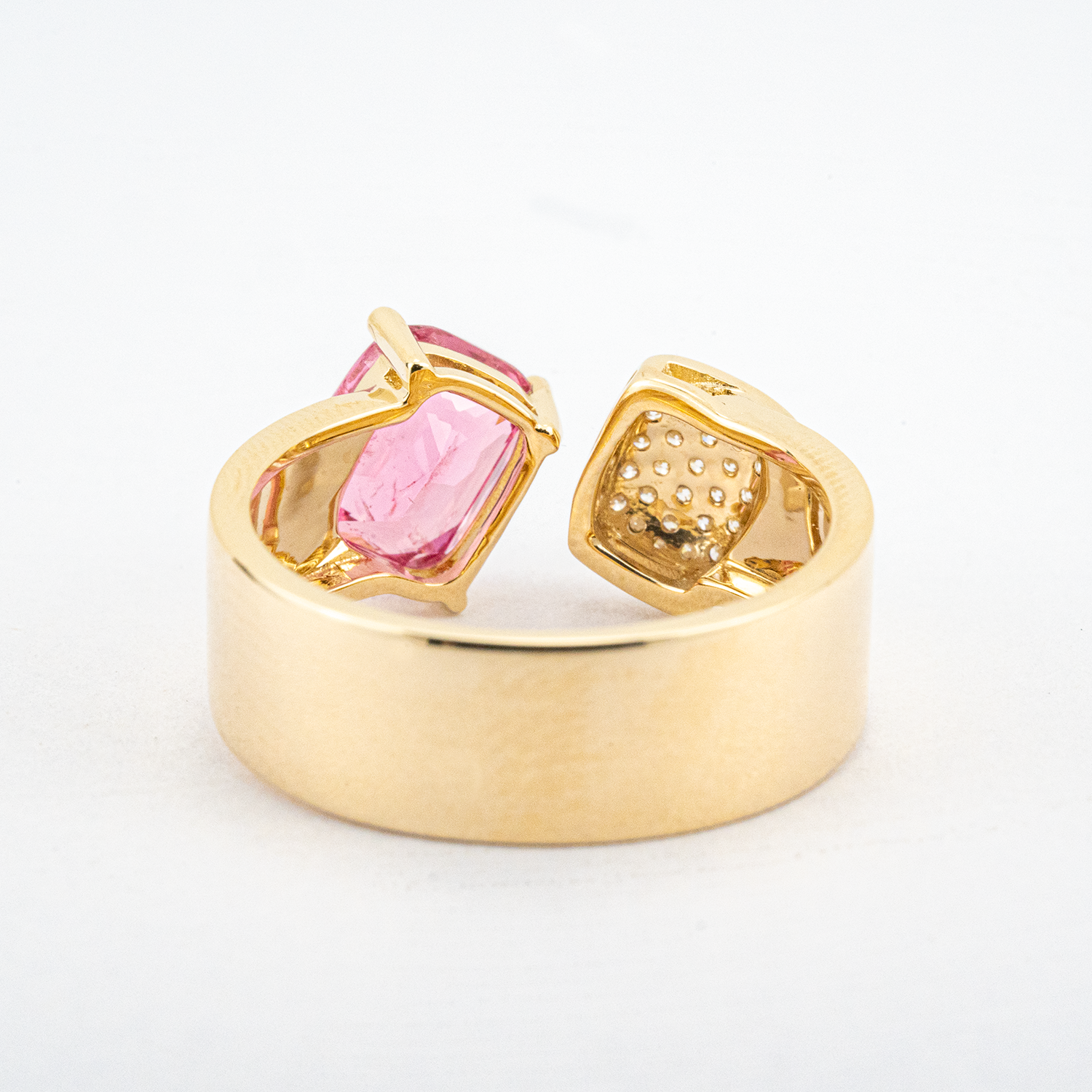 Personalized Double Stone Rings Diamond with Tourmaline Gold Ring Gift For Her