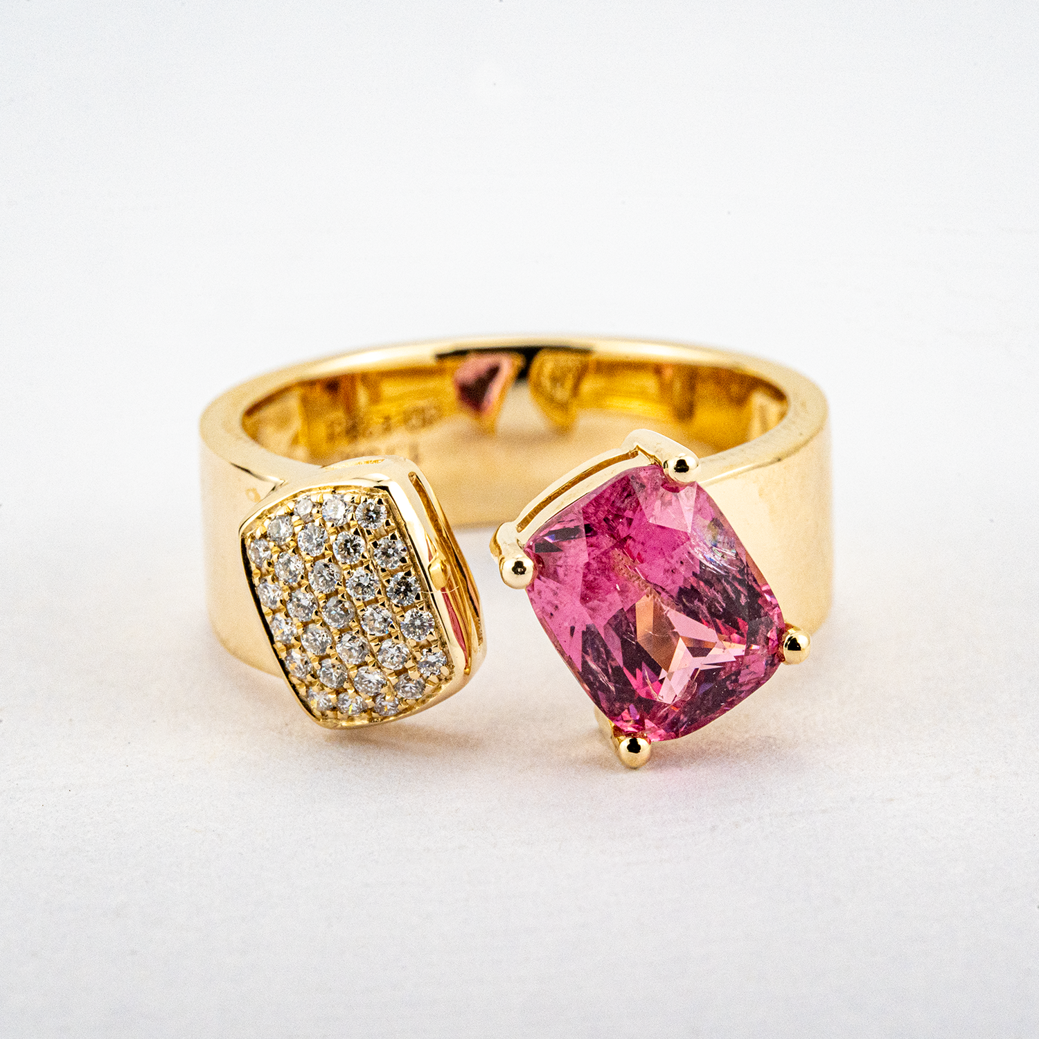 Personalized Double Stone Rings Diamond with Tourmaline Gold Ring Gift For Her