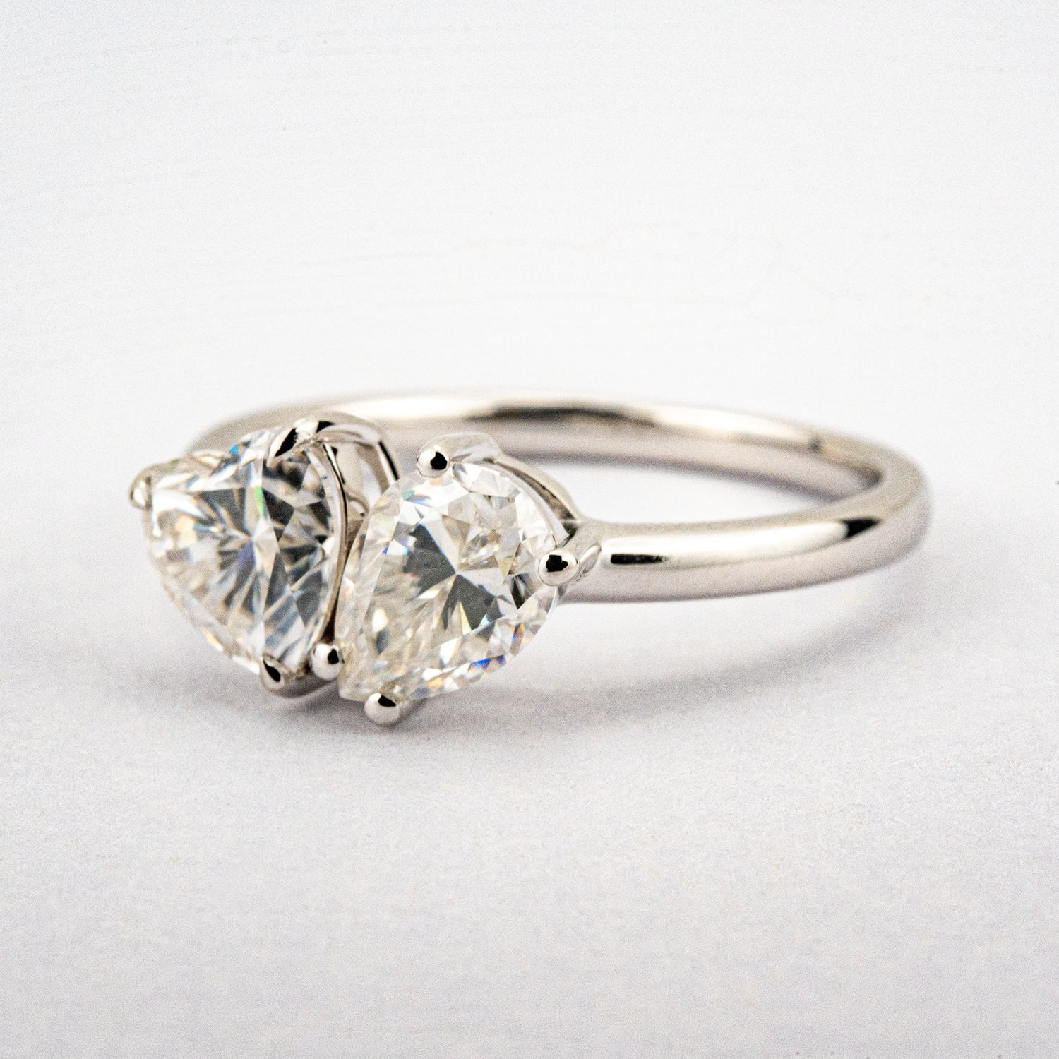 Popular Two-Stone Moissanite/Diamond Engagement Rings