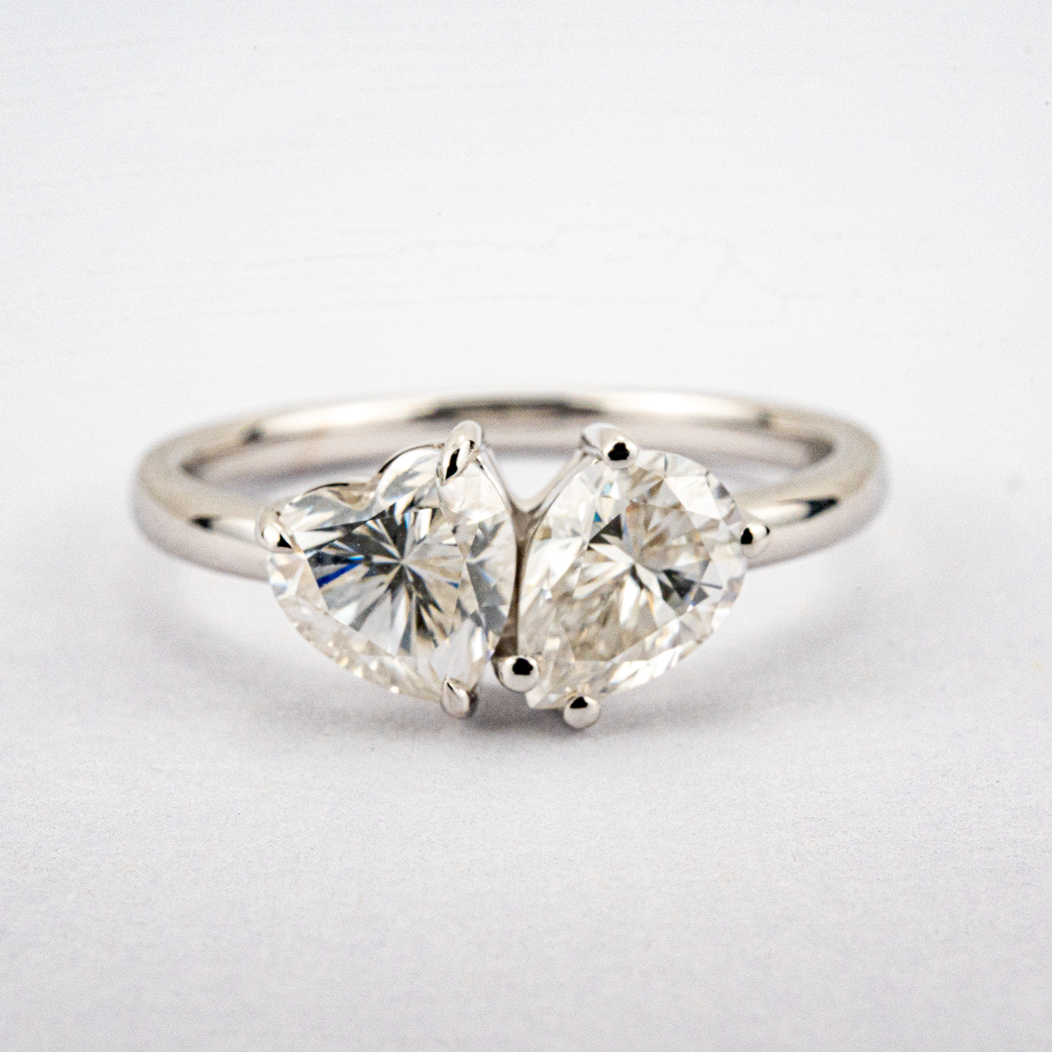 Popular Two-Stone Moissanite/Diamond Engagement Rings