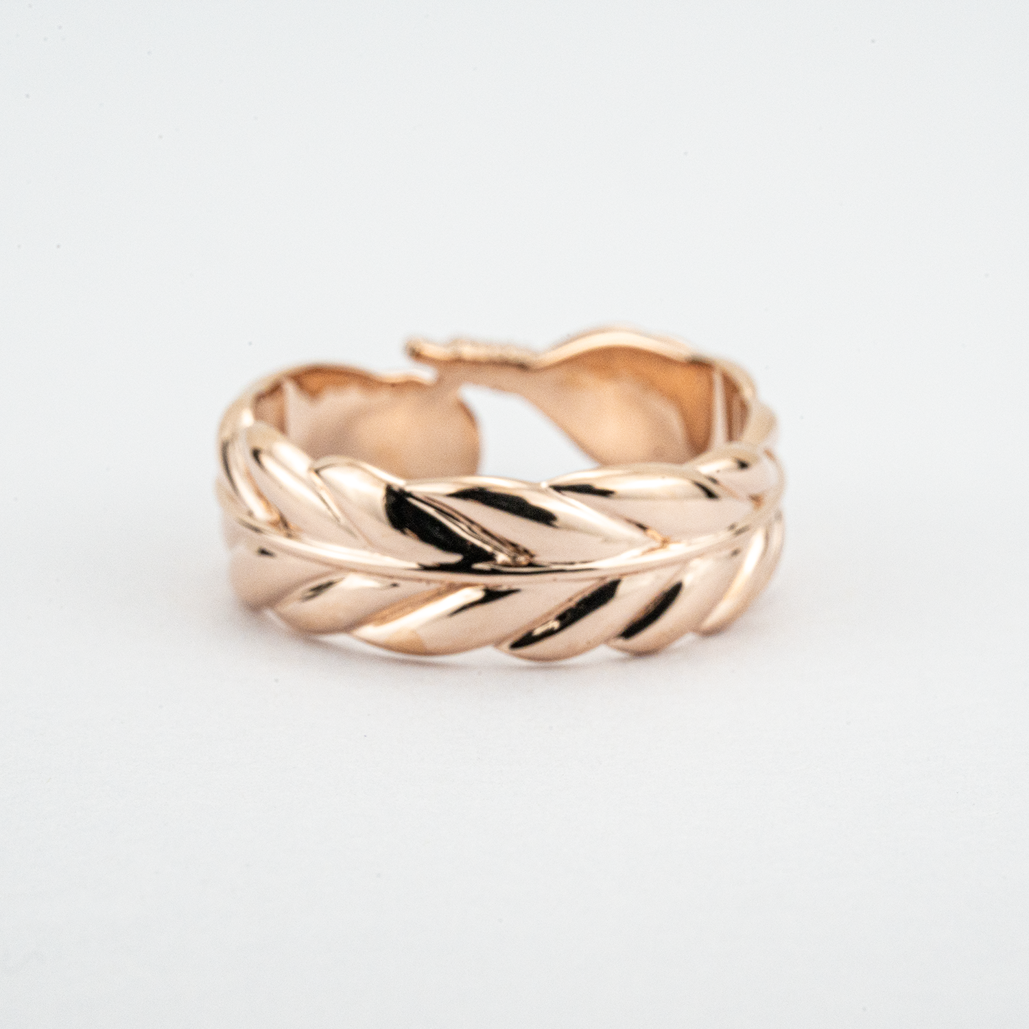 Rose Gold Leaf Pattern Ring Unique Nature Inspired Design Floarl Engagement Ring