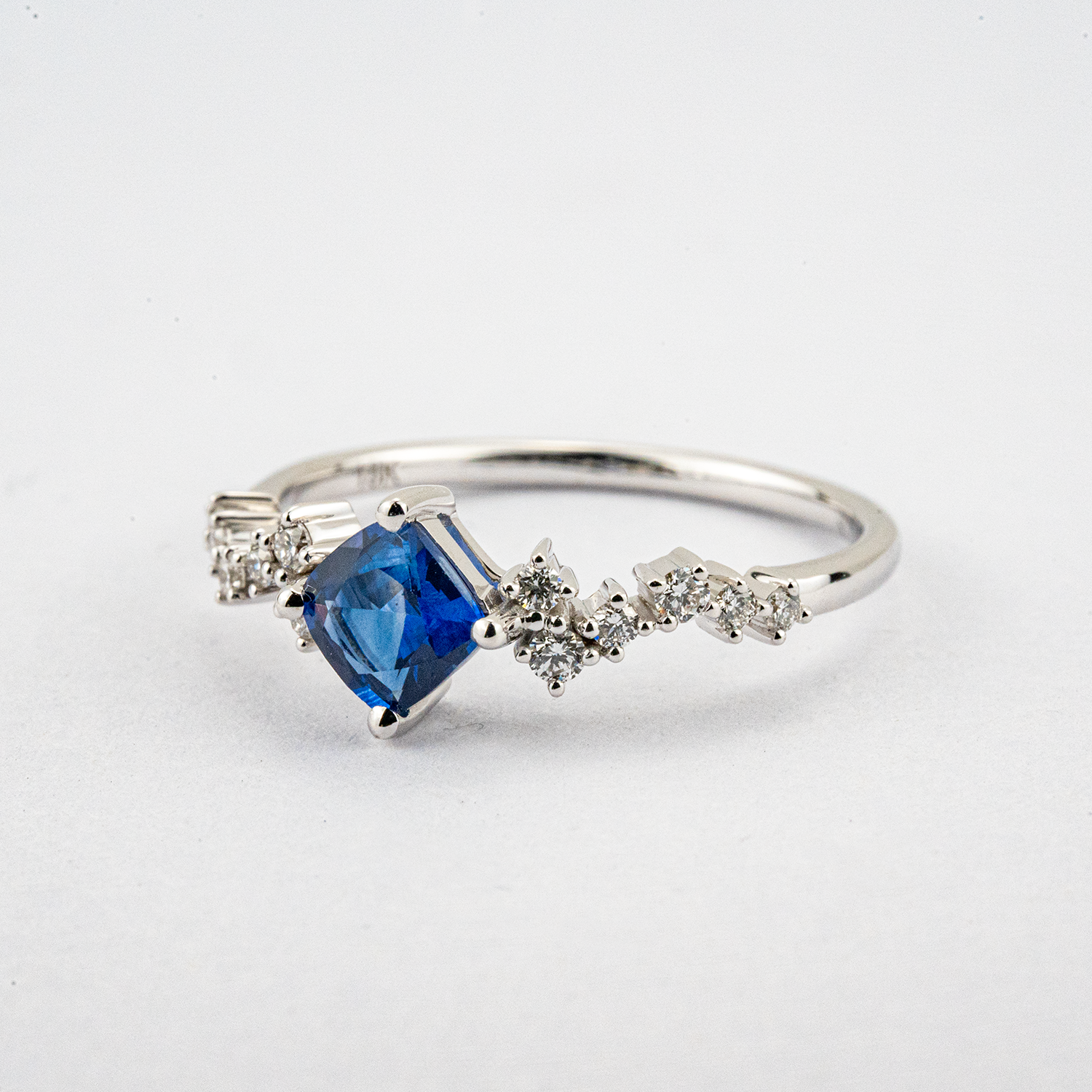 Simple Princess Square Lab Sapphire White Gold Wedding Ring Sapphire Engagement Ring-2
