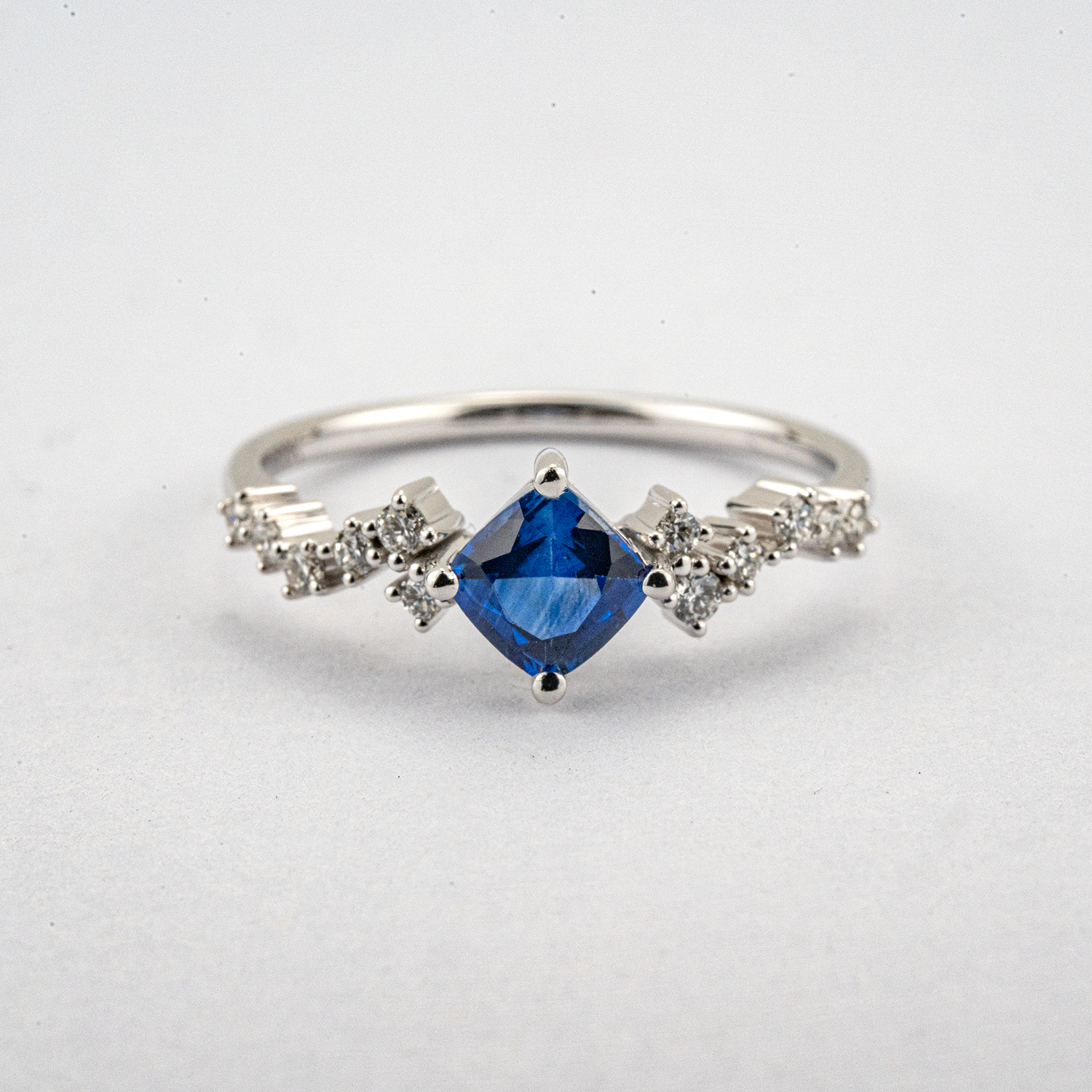 Simple Princess Square Lab Sapphire White Gold Wedding Ring Sapphire Engagement Ring