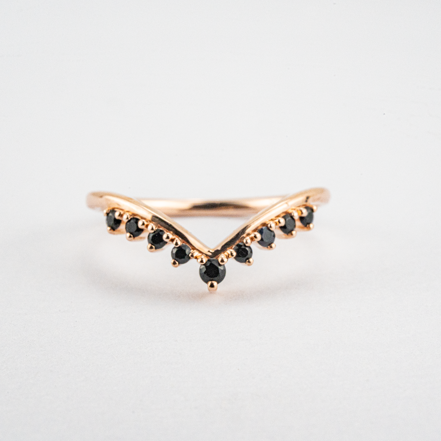 Unique Marquise Cut Moss Agate and Black Onyx Rose Gold Ring Set Unusual Ring