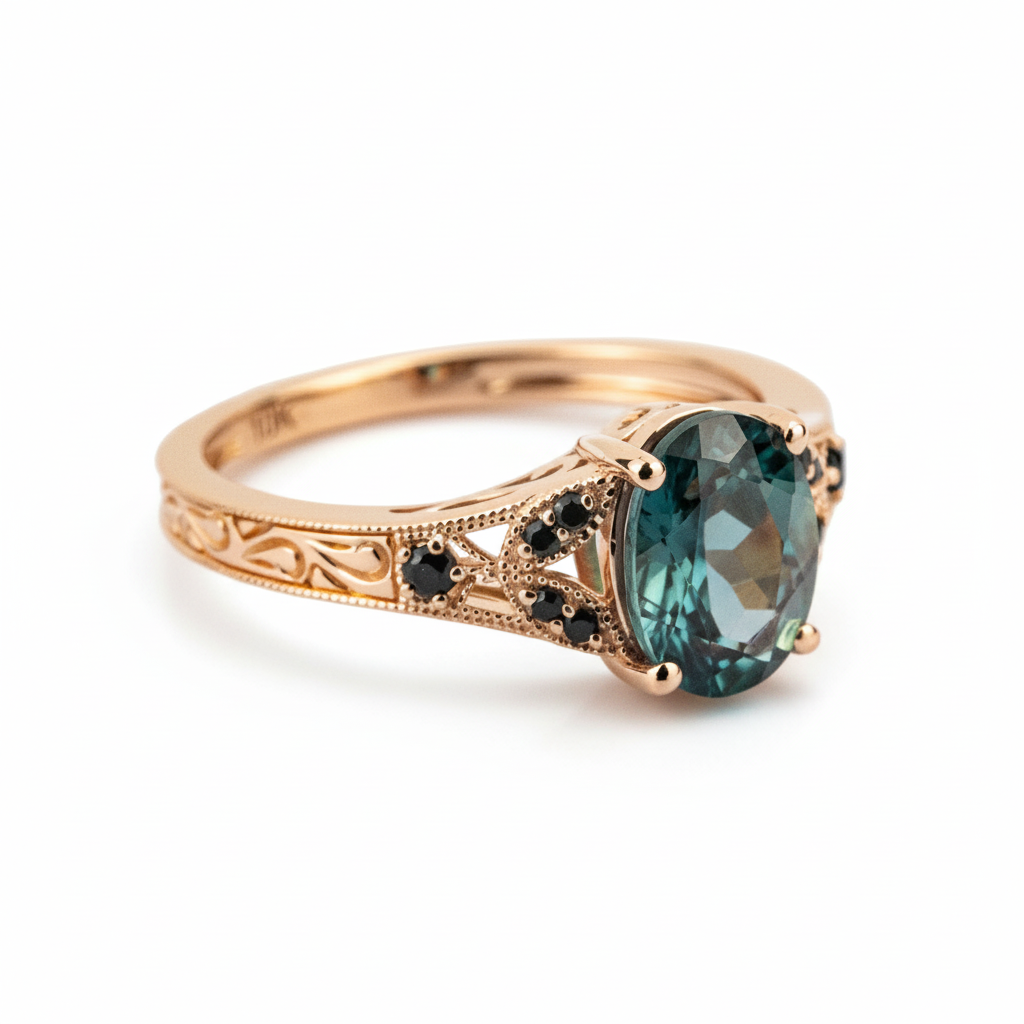 Product view of Oval Alexandrite Engagement Ring in Rose Gold