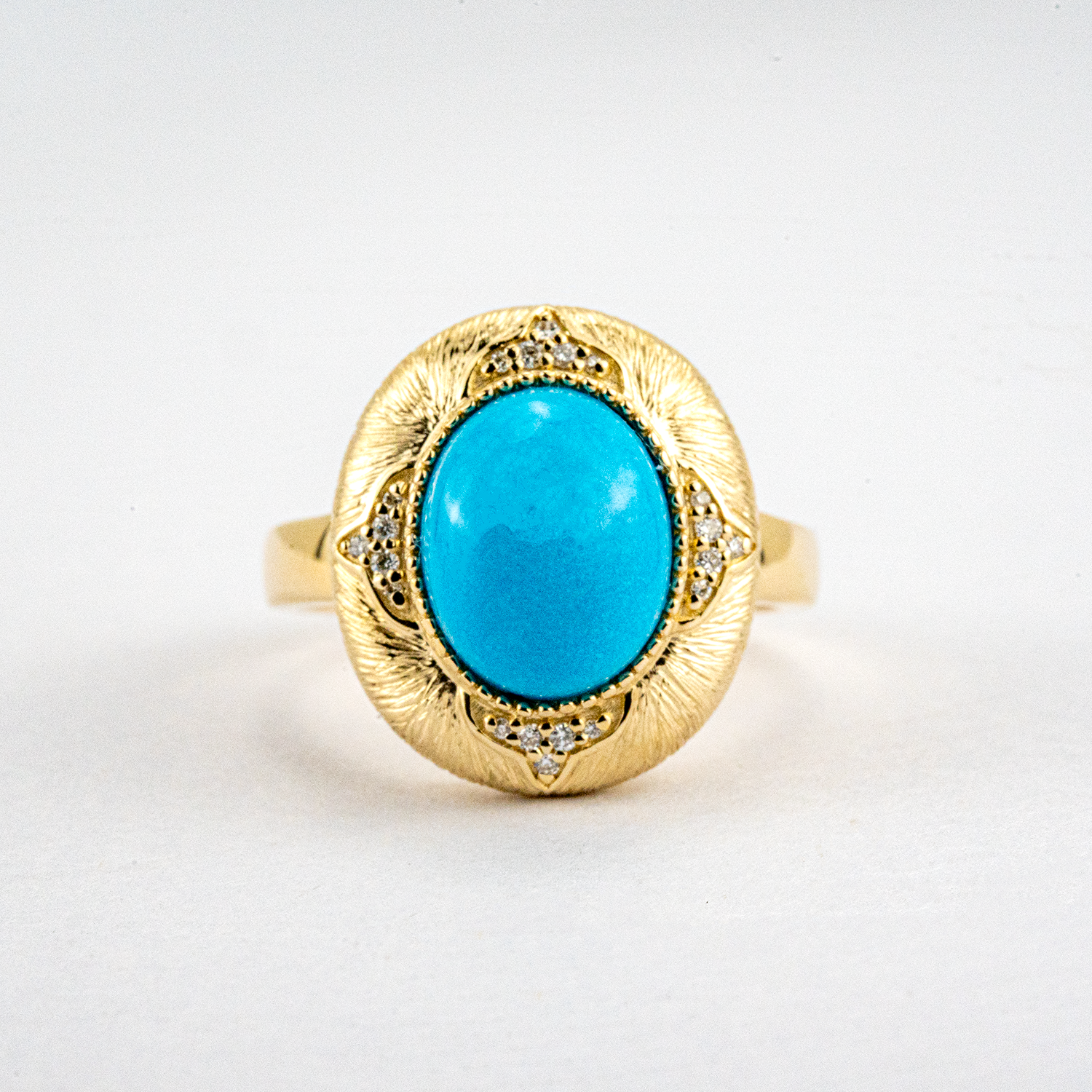 Vintage Oval Turquoise Gold Diamond Ring Textured Ring Turquoise Wedding Rings Anniversary Rings
