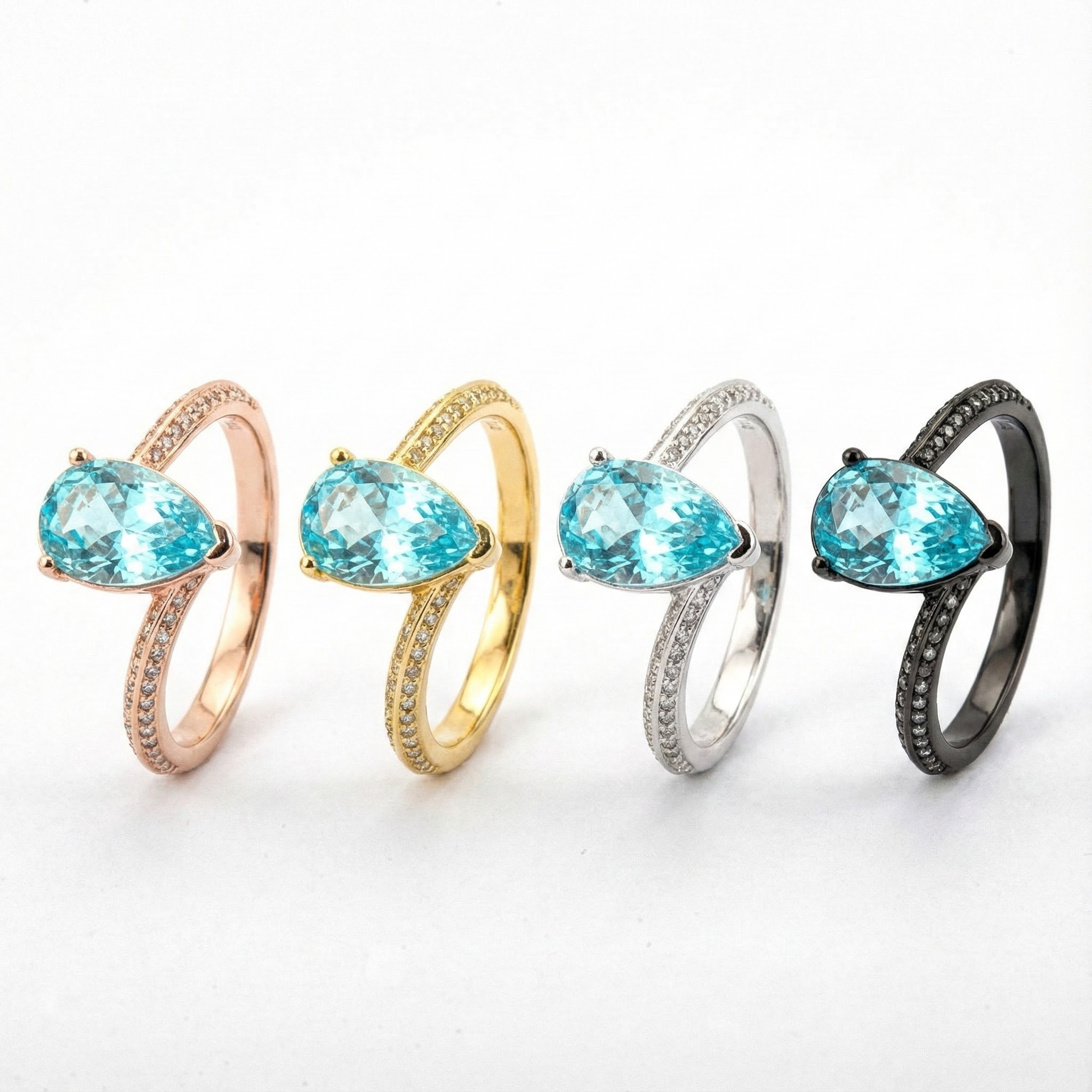 Lifestyle view of Pear Zircon Ring in Gold