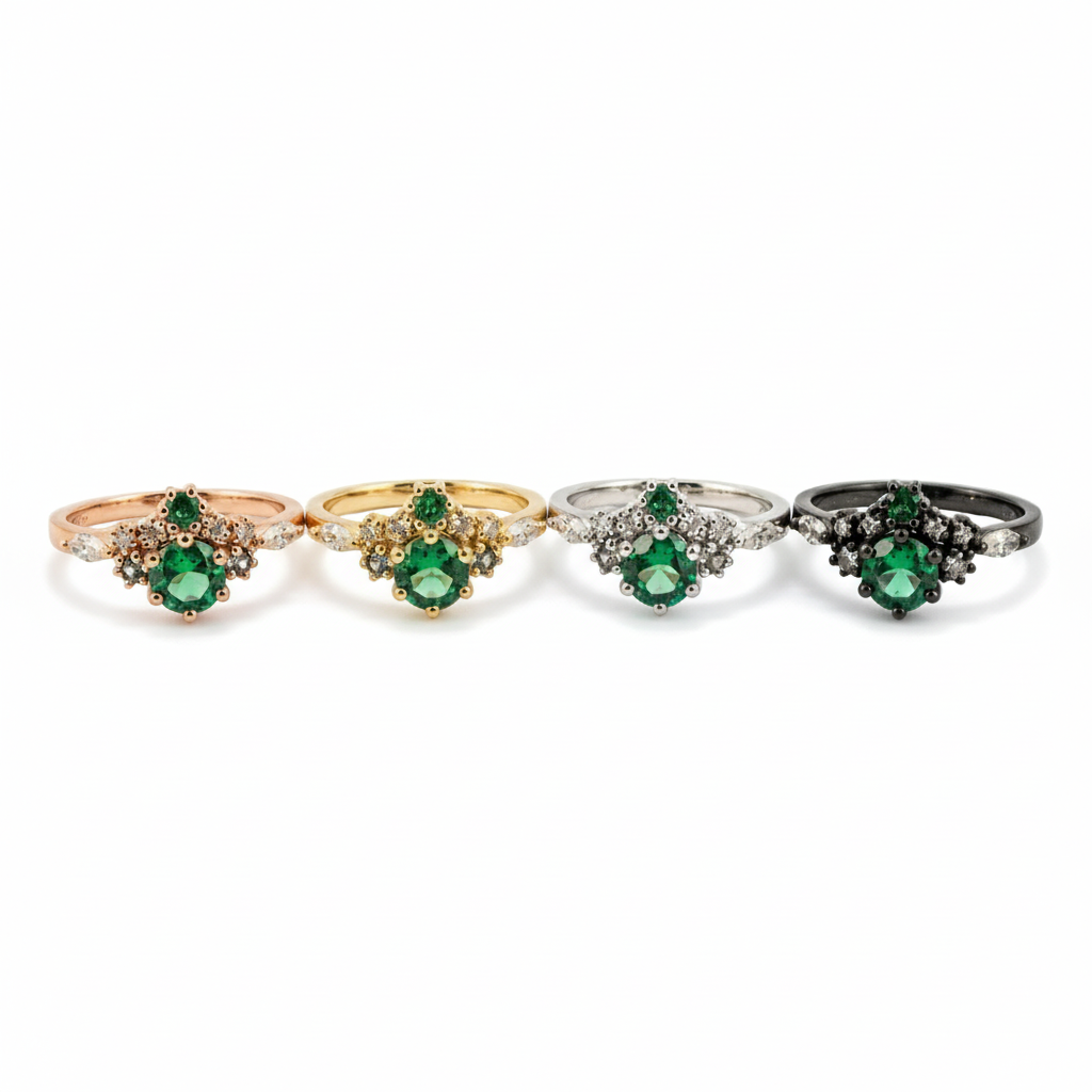 Lifestyle view of Round Emerald Engagement Ring in Gold