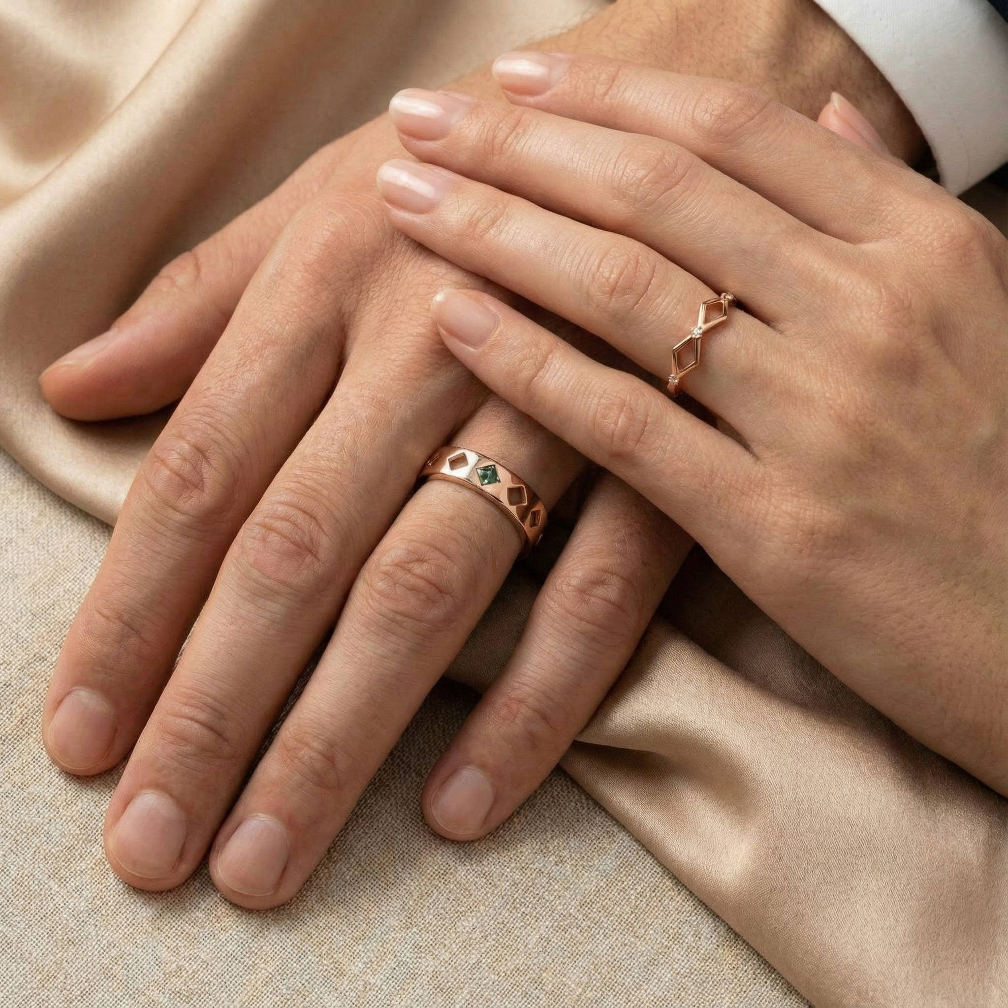 Minimalist Style Moissanite Couple Ring - Sleek Design for Modern Couples