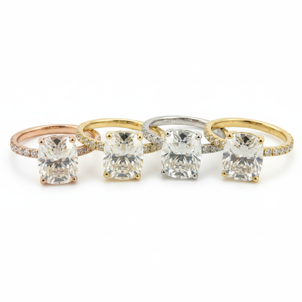 Lifestyle view of Emerald Engagement Ring in White Gold