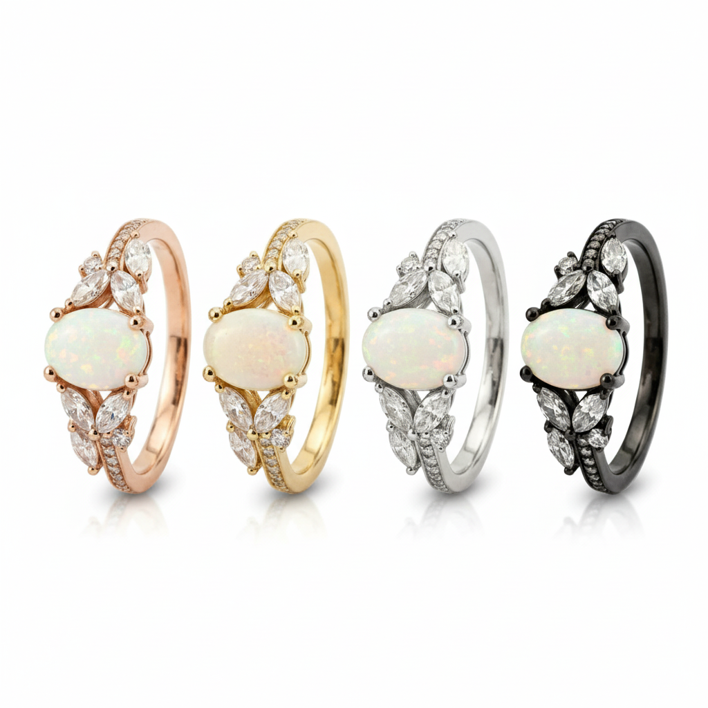 Lifestyle view of Oval Opal Engagement Ring in Gold
