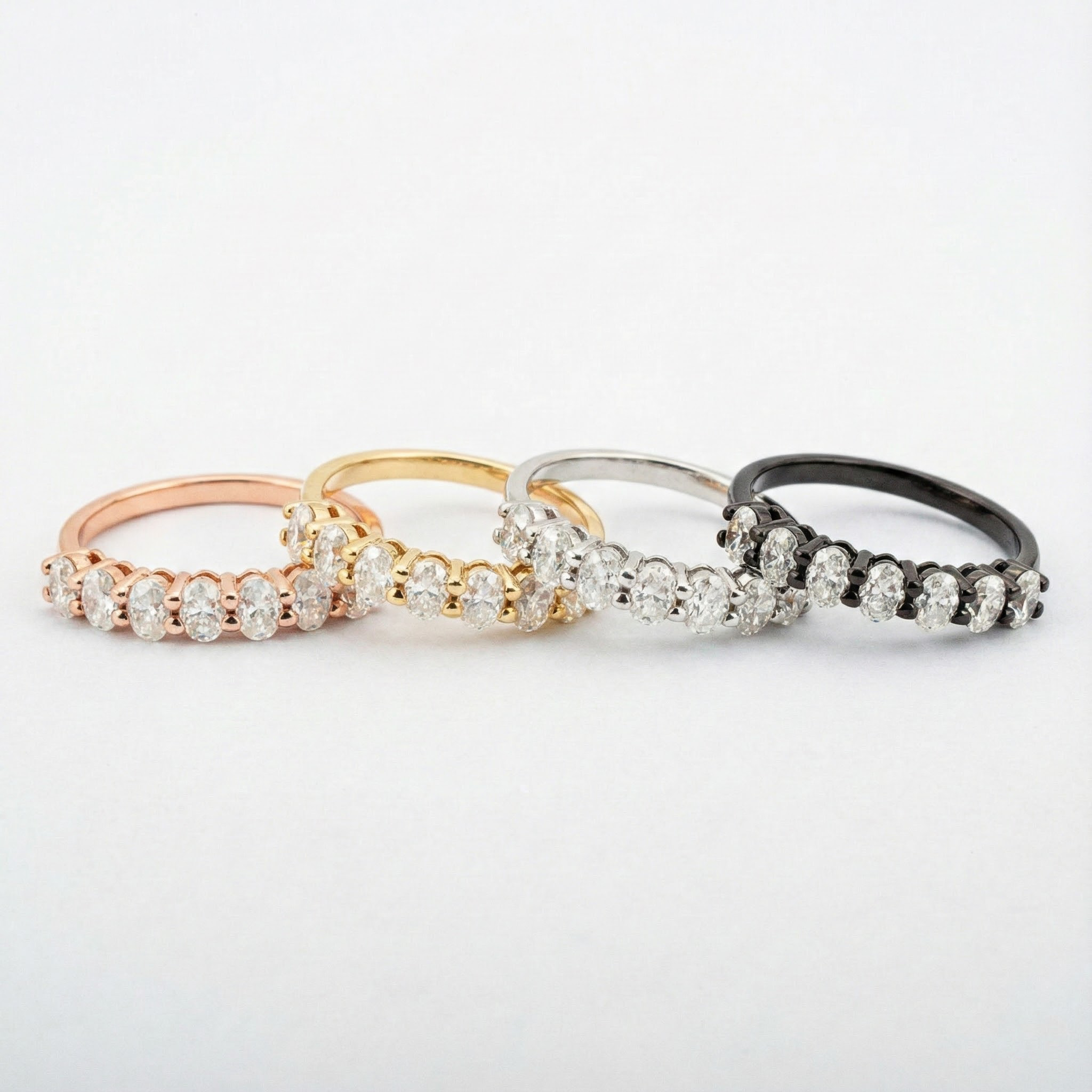 Oval Moissanite Band Wedding Ring - Unique design for sophisticated brides.