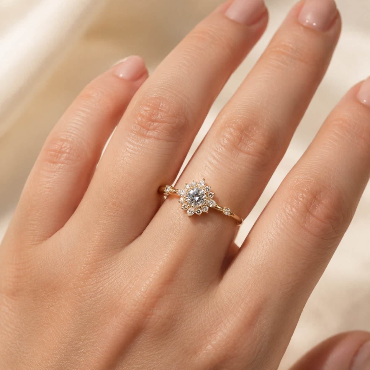 Detailed view of Lab-Grown Diamond Ring in Gold