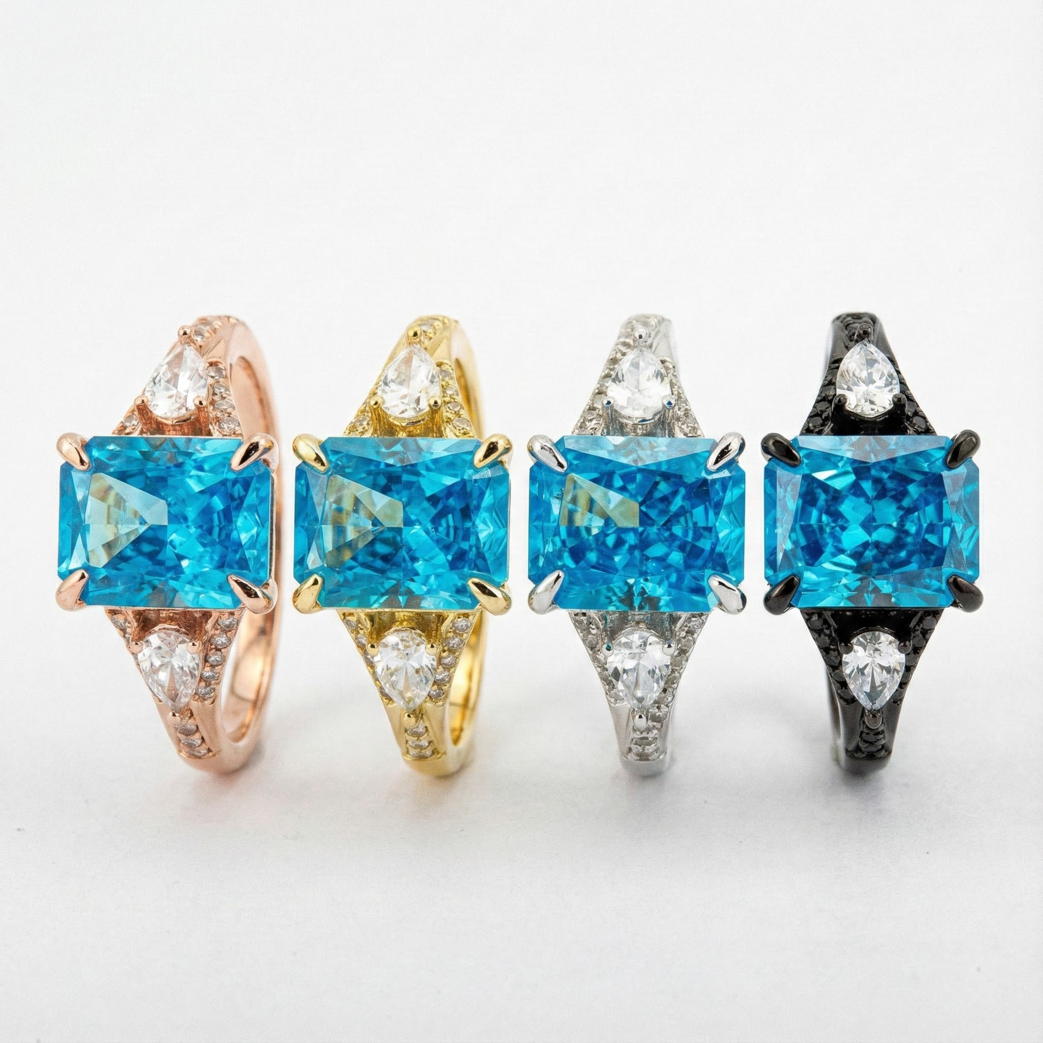 Sparkling Blue Zircon Stone on Rose Gold Ring