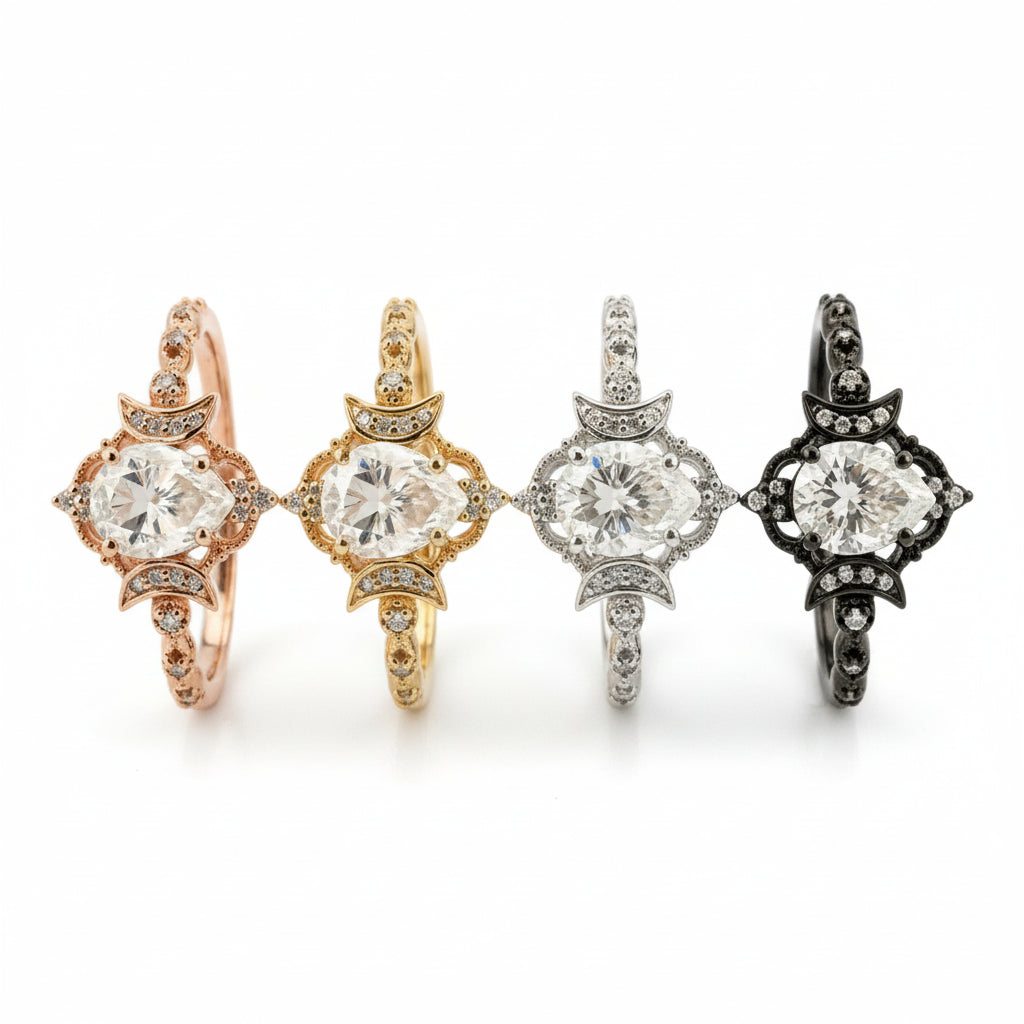 Lifestyle view of Pear Moissanite Engagement Ring in Gold