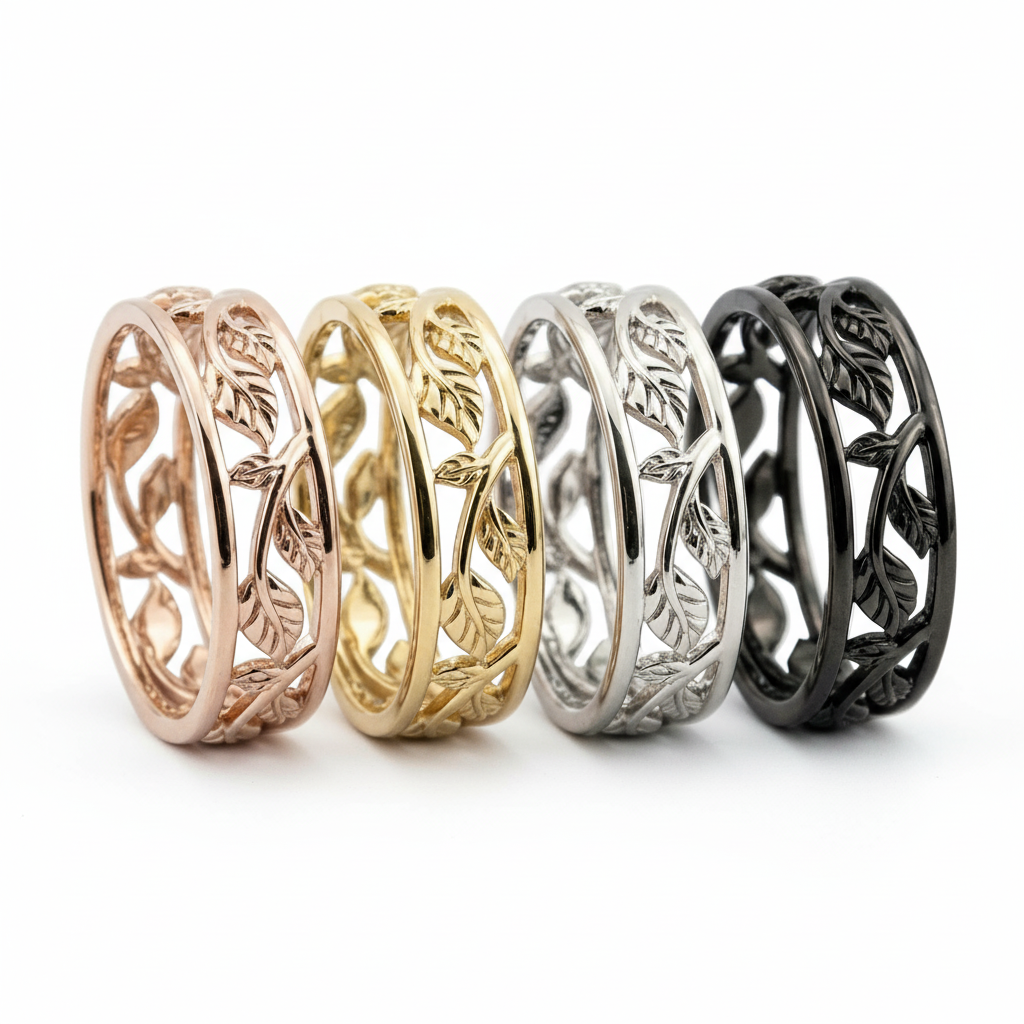 Lifestyle view of Nature-Inspired Wedding Band in White Gold