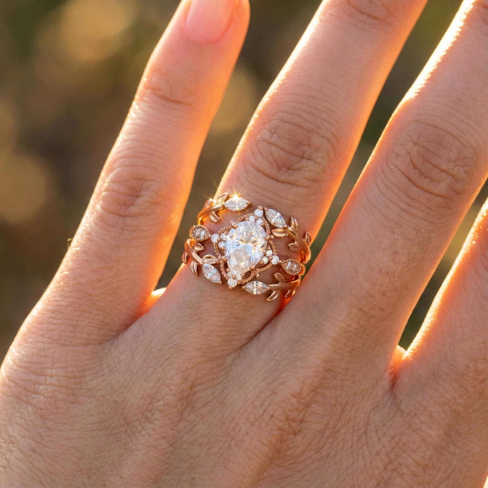 Make a statement with our luxurious selection of Anniversary Rings, crafted from the finest materials like Pear Moissanite and 18k gold.