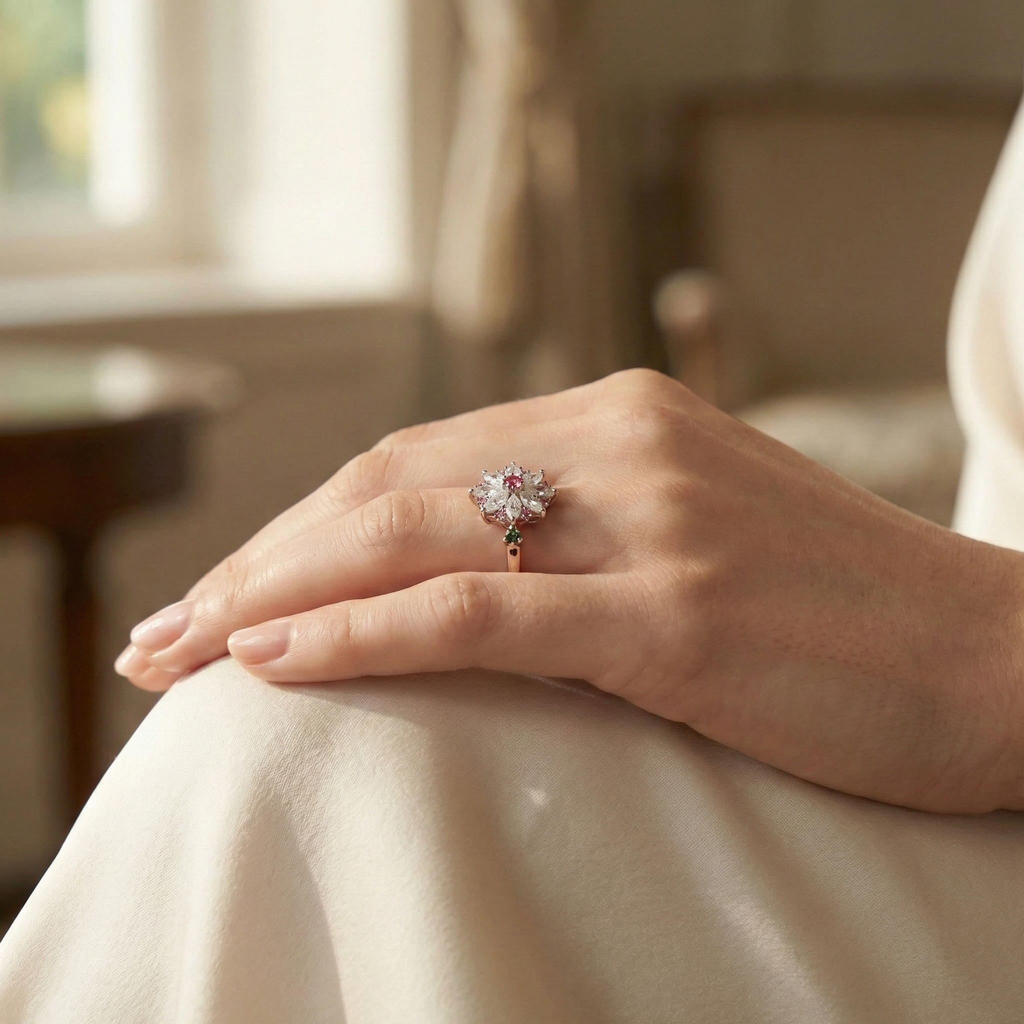 Detailed view of Moissanite Ring in Gold