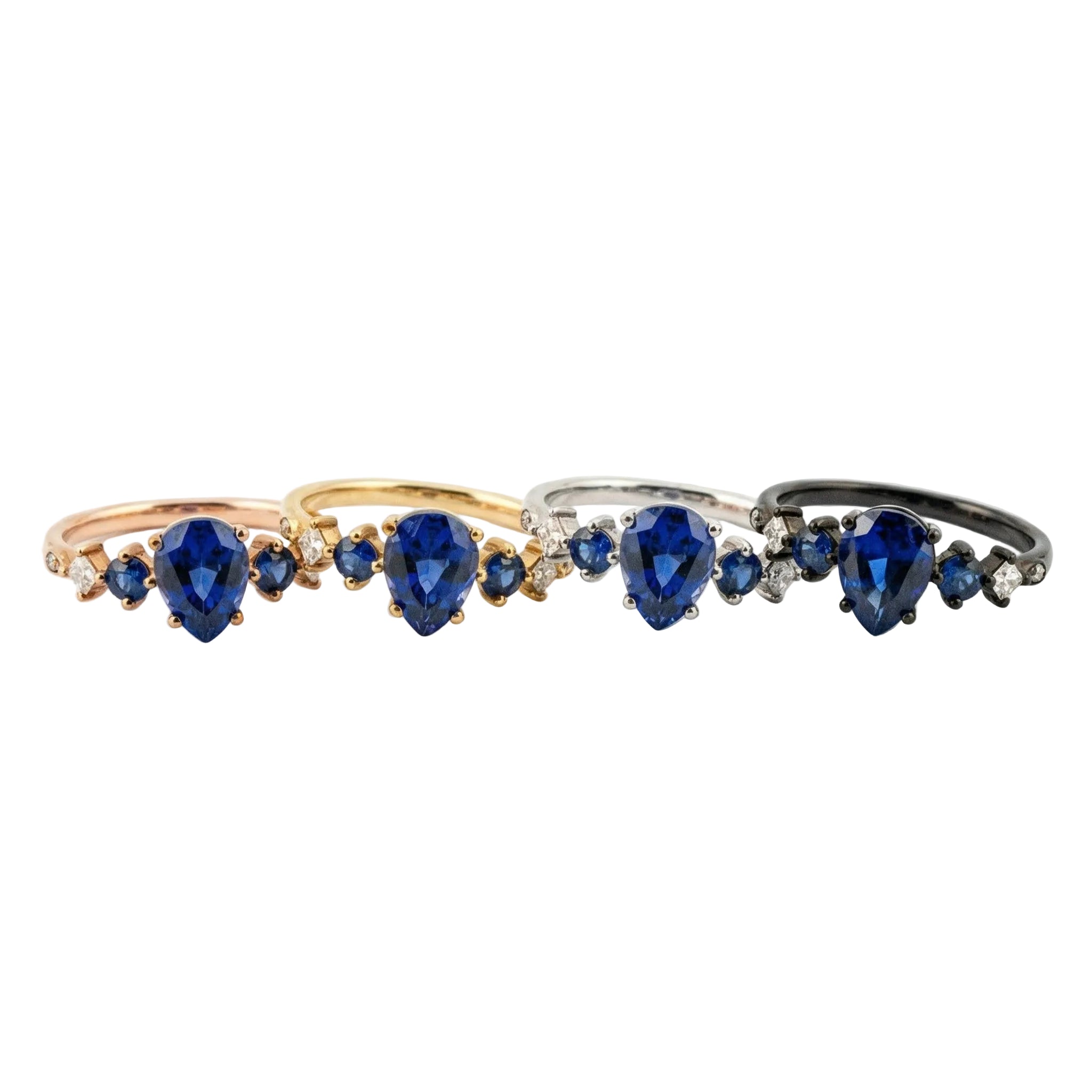 Lifestyle view of Pear Lab Sapphire Engagement Ring in Gold