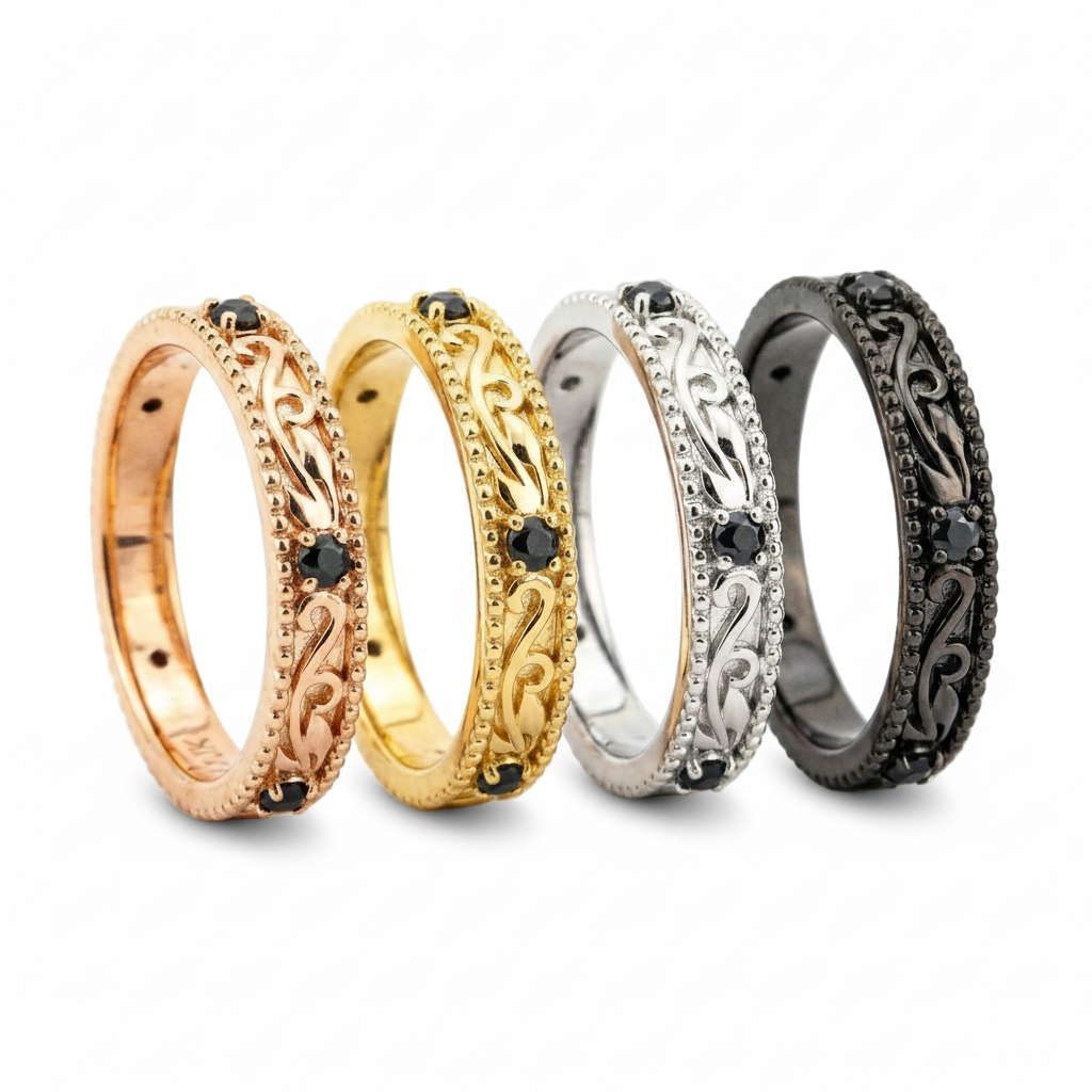 Lifestyle view of Black Onyx Engagement Ring in Gold
