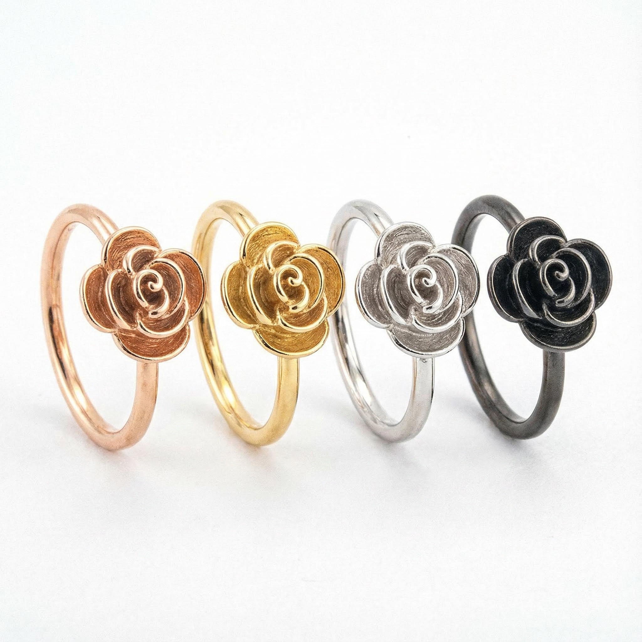 Botanical Elegance - Floarl Ring Rose Gold Rose Ring Leaf Ring Nature-Inspired Design