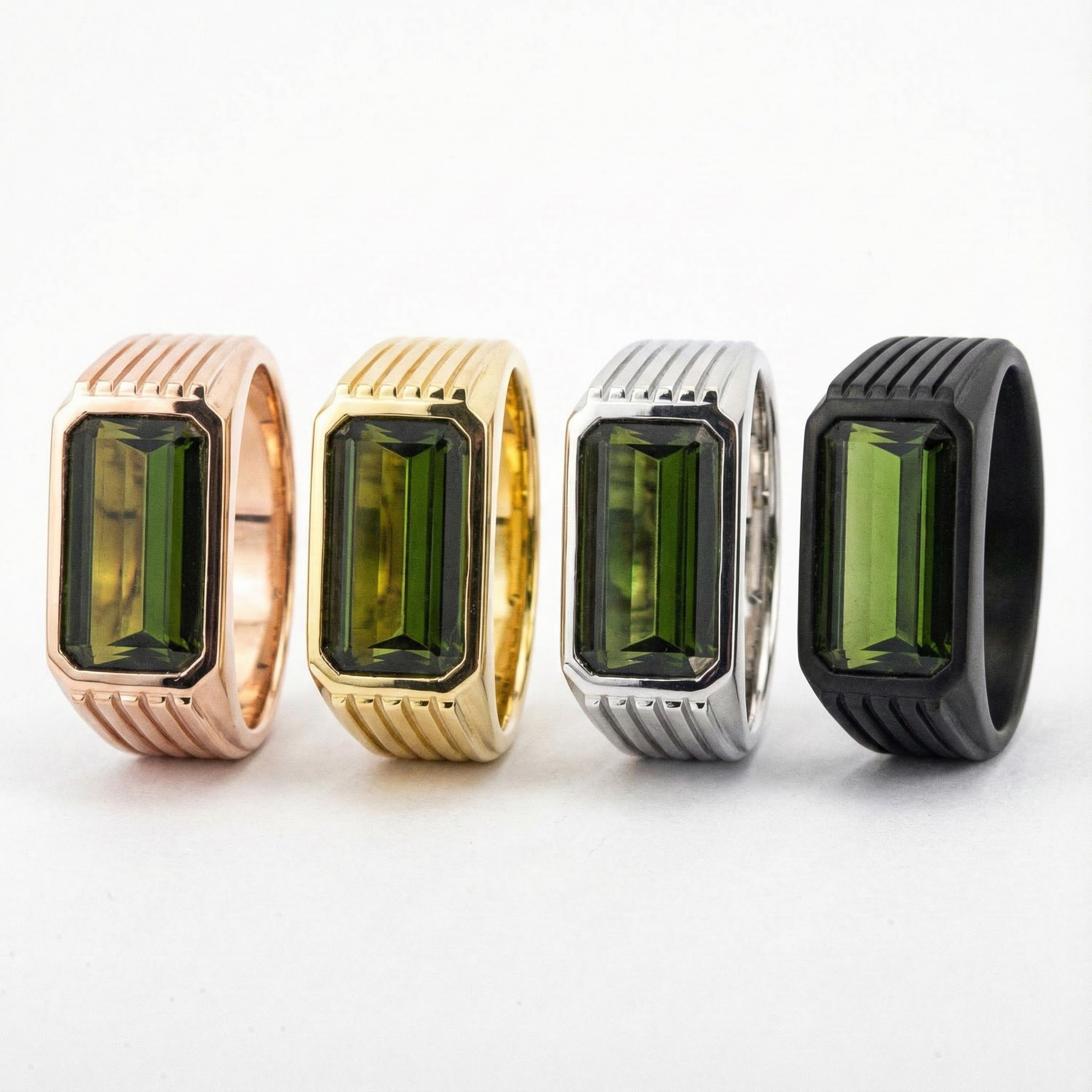 Elegant rectangular tourmaline ring - Luxury jewelry piece