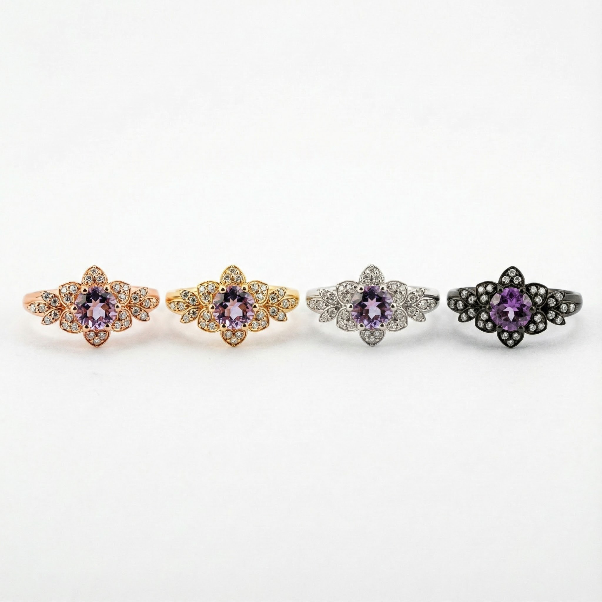 Exquisite round amethyst ring sparkling with luxury and elegance, perfect for a sophisticated touch.