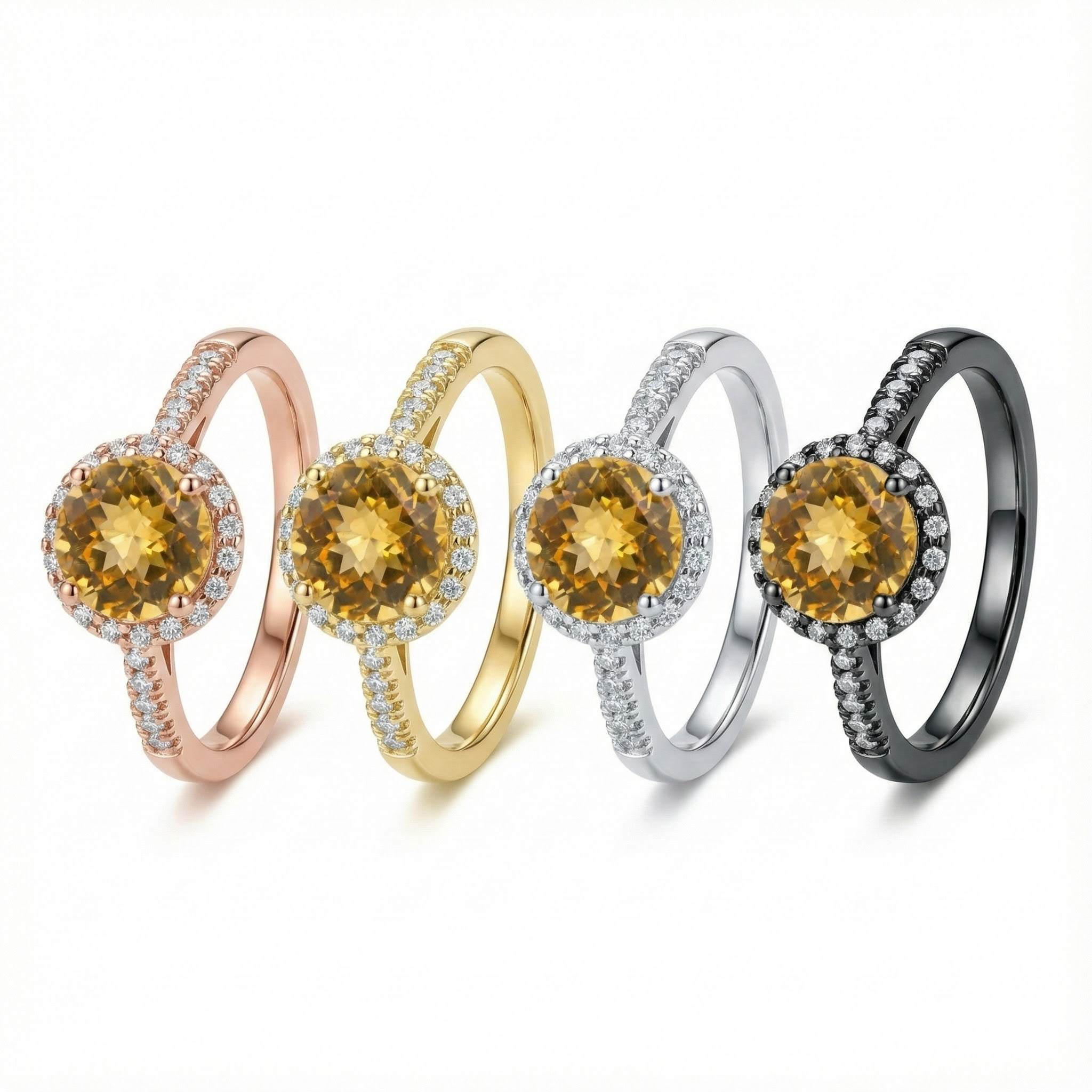 1 Carat Round Citrine Halo Ring Classic Engagement Citrine Engagement Ring Vintage