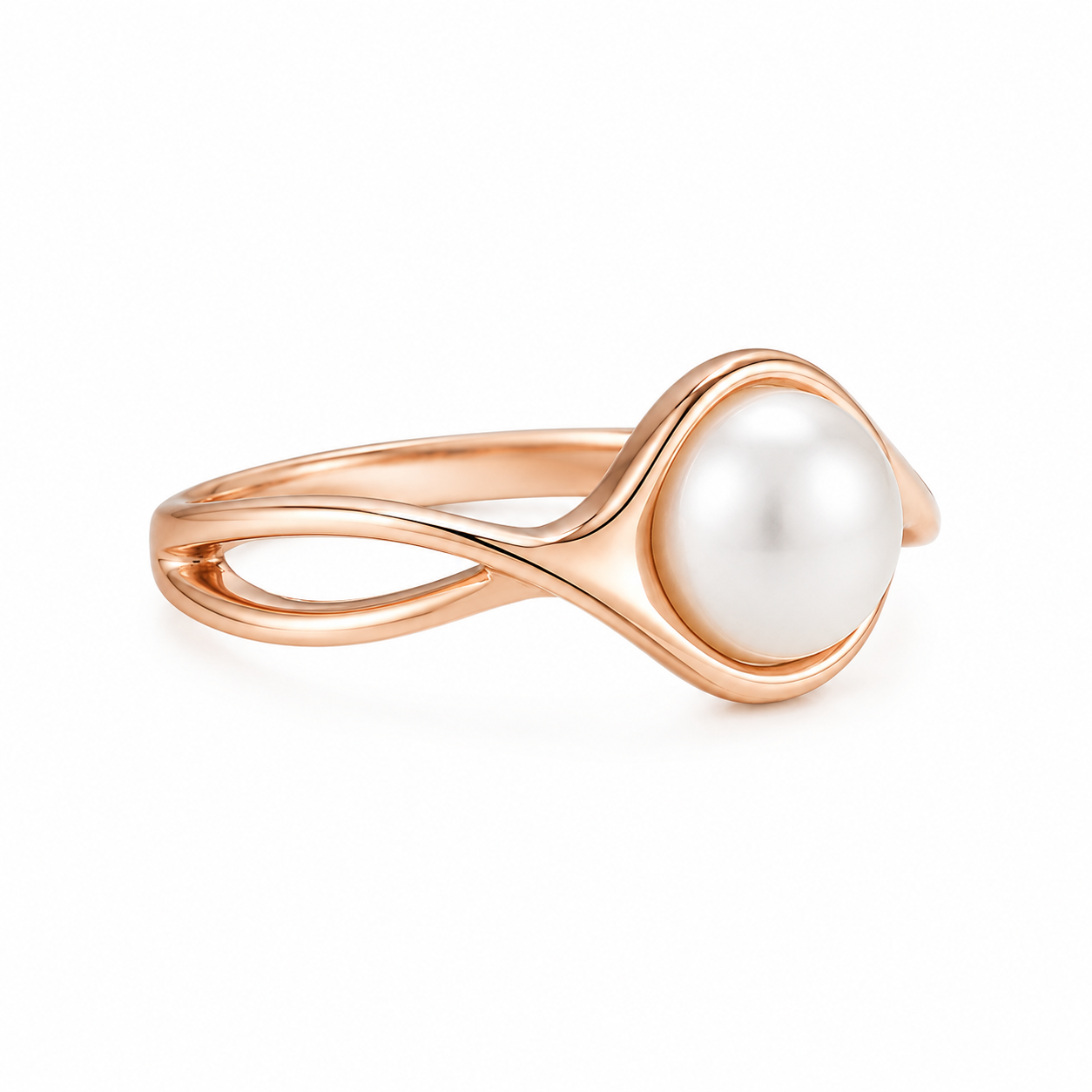 Twisted Pearl Ring in Gold