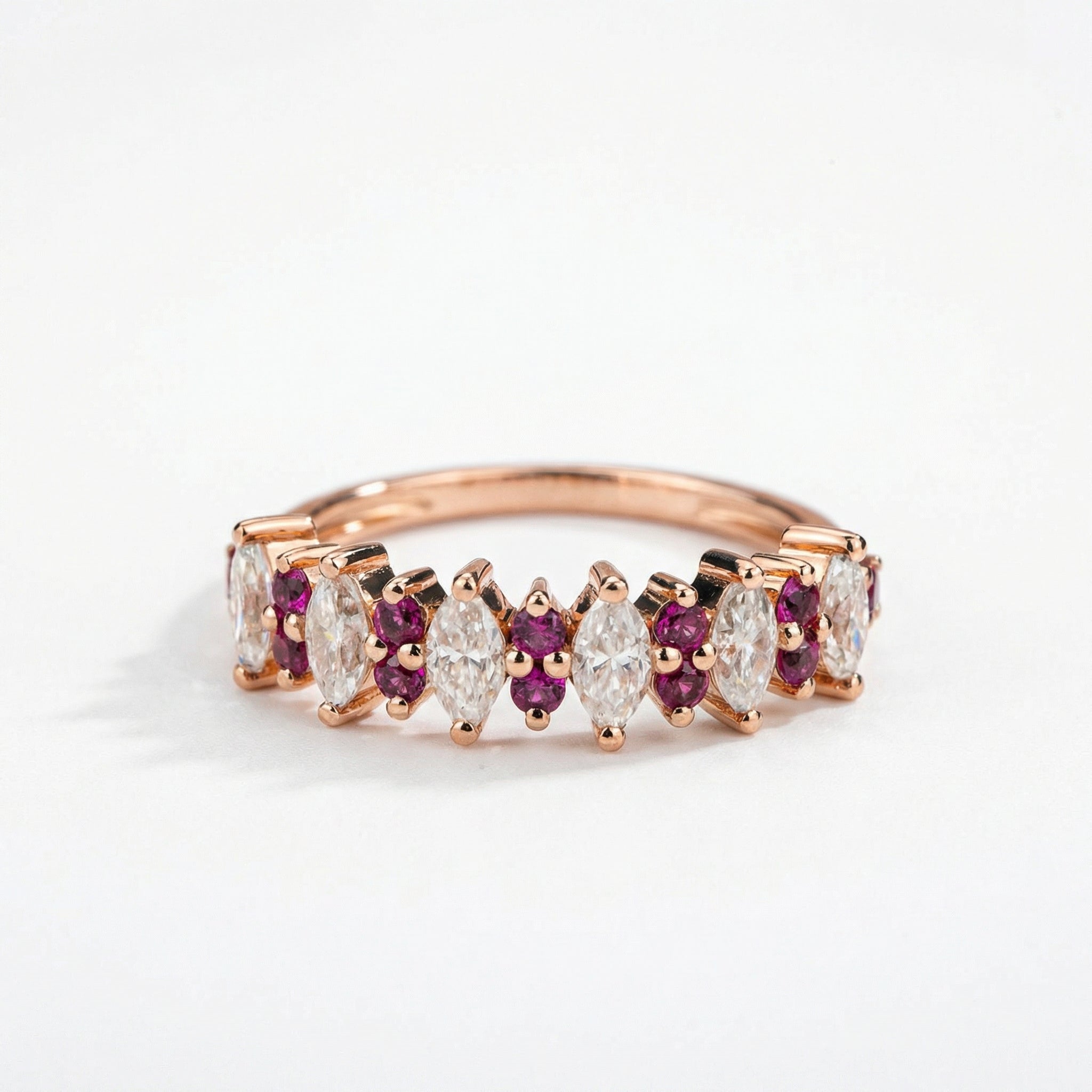 Marquise Moissanite with Amethyst Gold Band.