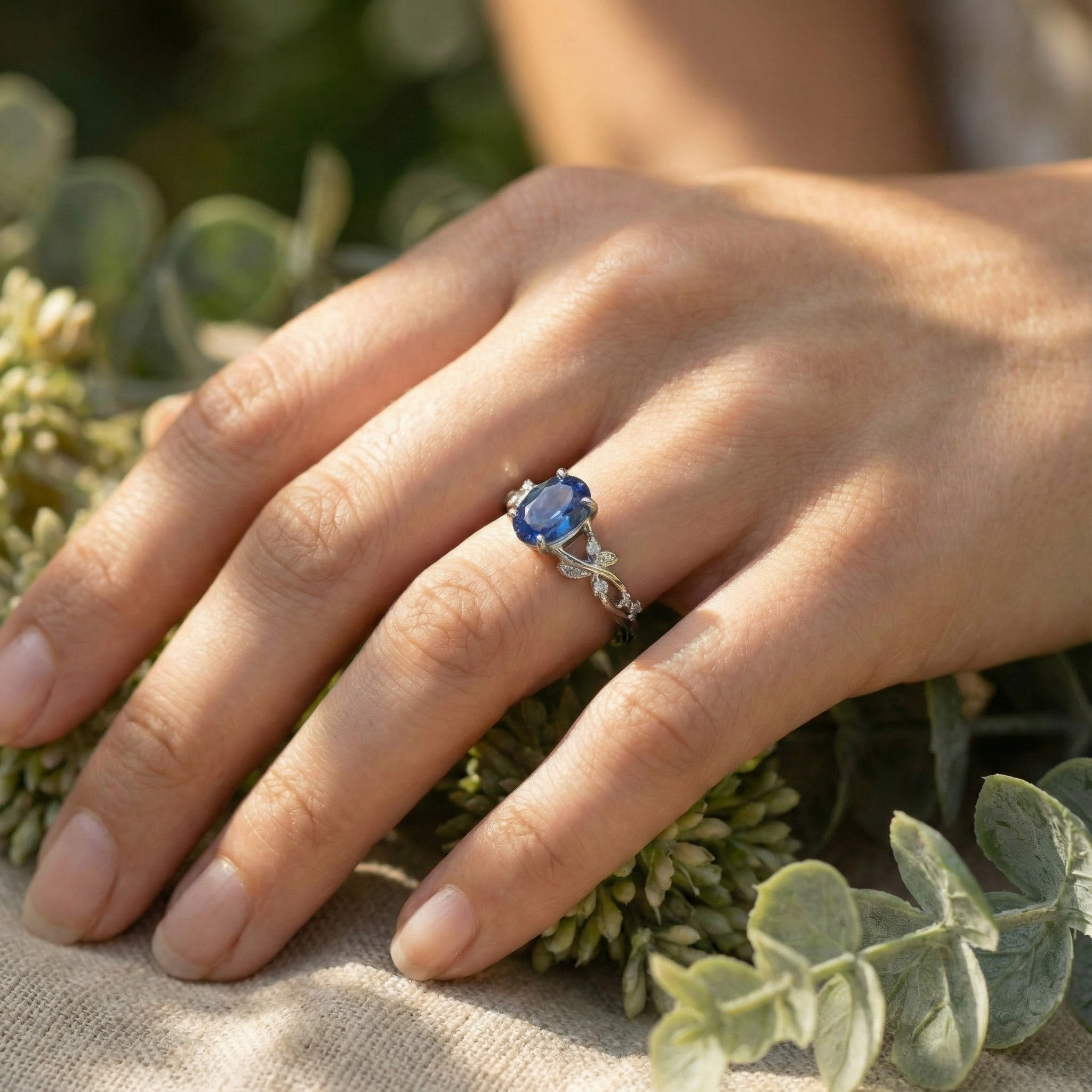 Exquisite Oval Sapphire Unique Ring - Luxury Engagement Jewelry