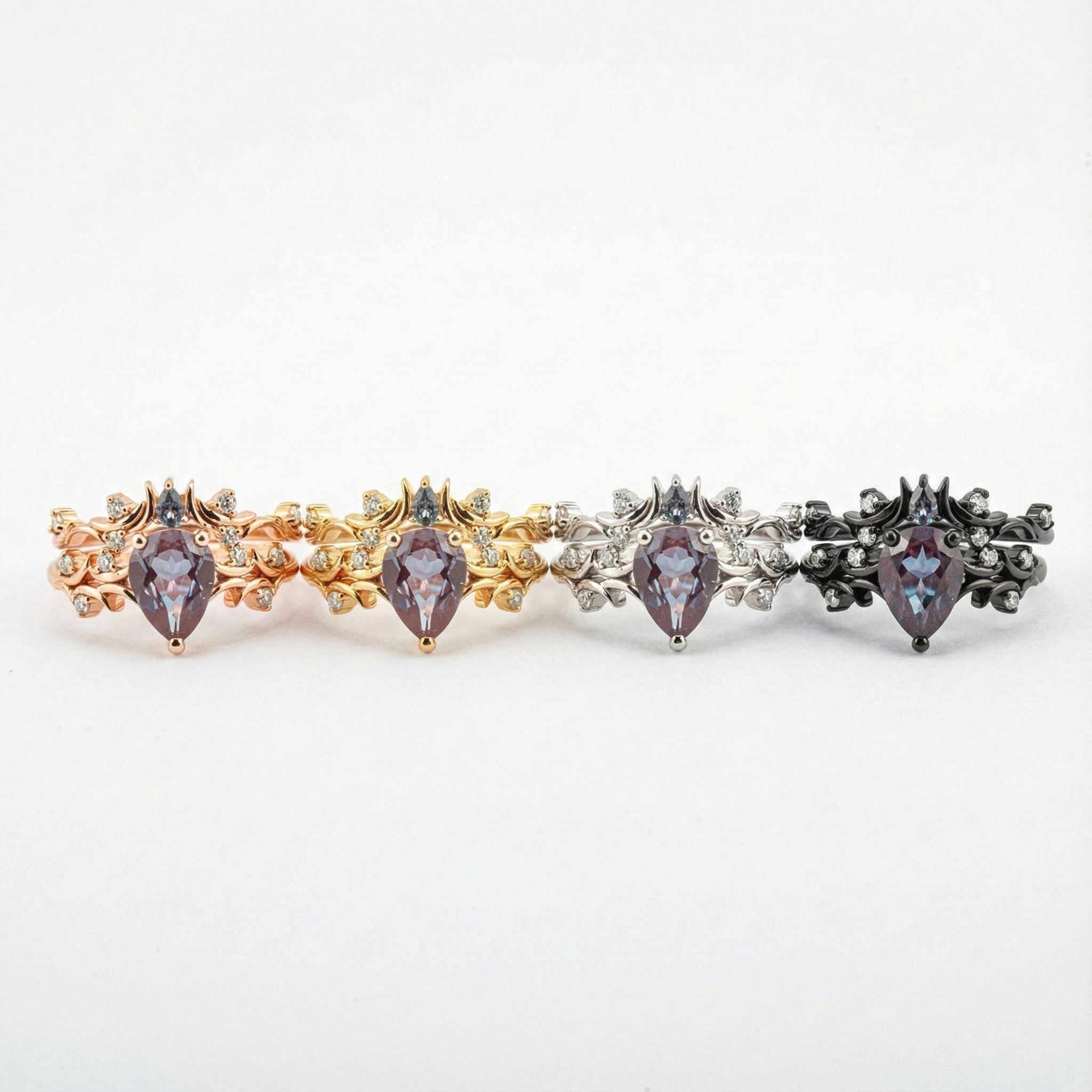 Nature Inspired Luxury Bracelet with Stunning Rose Gold and Pear Alexandrite Accents